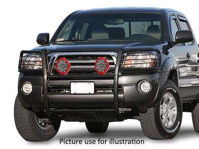 2001-2004 Toyota Tacoma Grille Guard Kit Modular Incl. pair of 7.0"Dia. LED Lights w/Red Trim Rings w/ Wiring Harness and Switch | Black Horse Off Road - Image 1