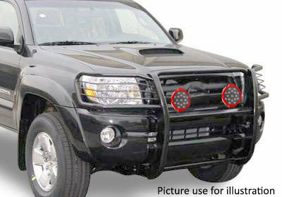 2001-2004 Toyota Tacoma Grille Guard Kit Modular Incl. pair of 7.0"Dia. LED Lights w/Red Trim Rings w/ Wiring Harness and Switch | Black Horse Off Road - Image 3