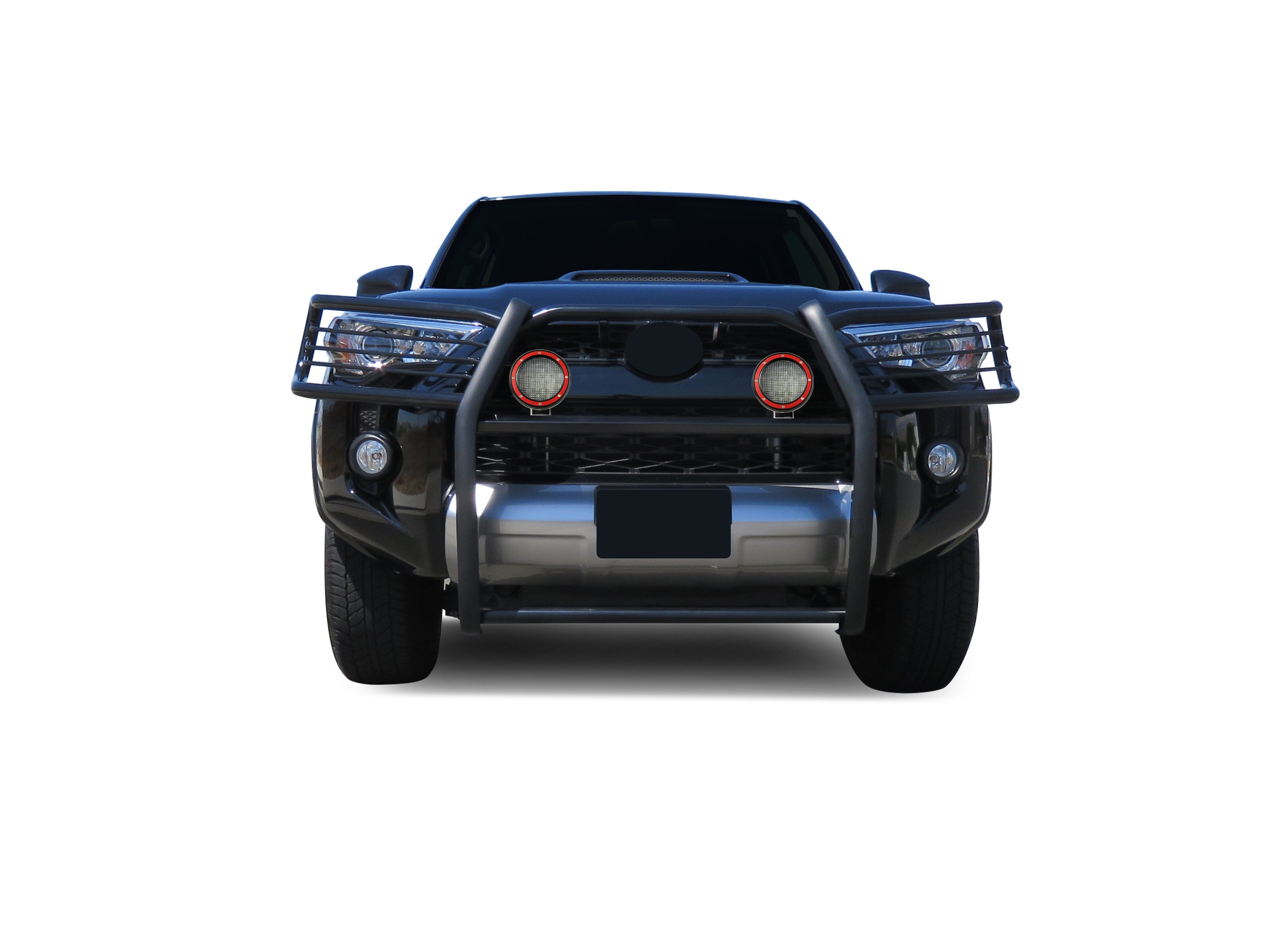 2010-2024 Toyota 4Runner Grille Guard Kit Modular Pair of 5.3" Dia. LED Flood Lights w/ Red Trim Rings Wiring Harness and Switch | Black Horse Off Road - Image 8