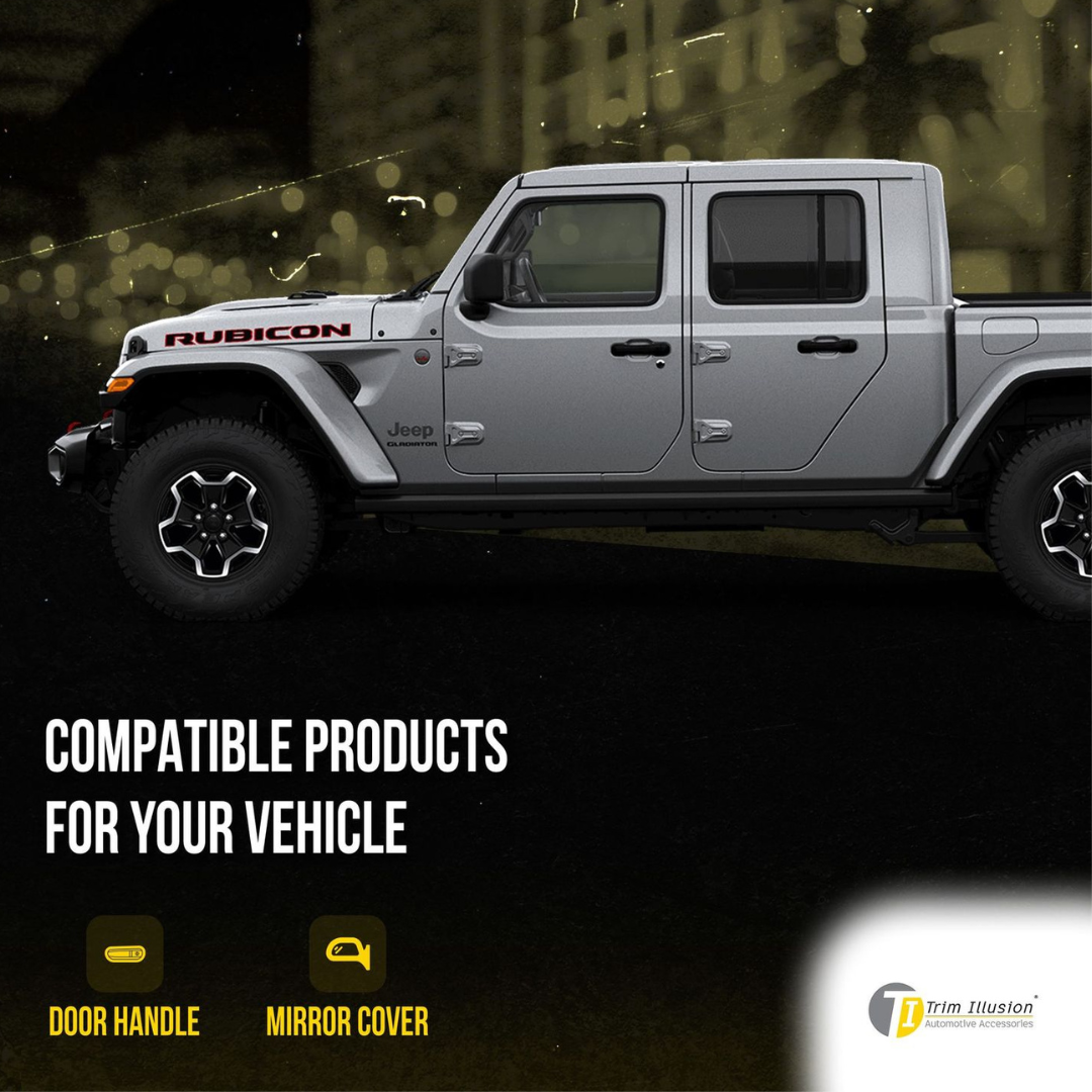 2018-2024 Jeep Wrangler, 20-24 Jeep Gladiator W/ Smart Key 10 PCS Gloss Black Snap-on W/Tape Patented Door Handle Cover