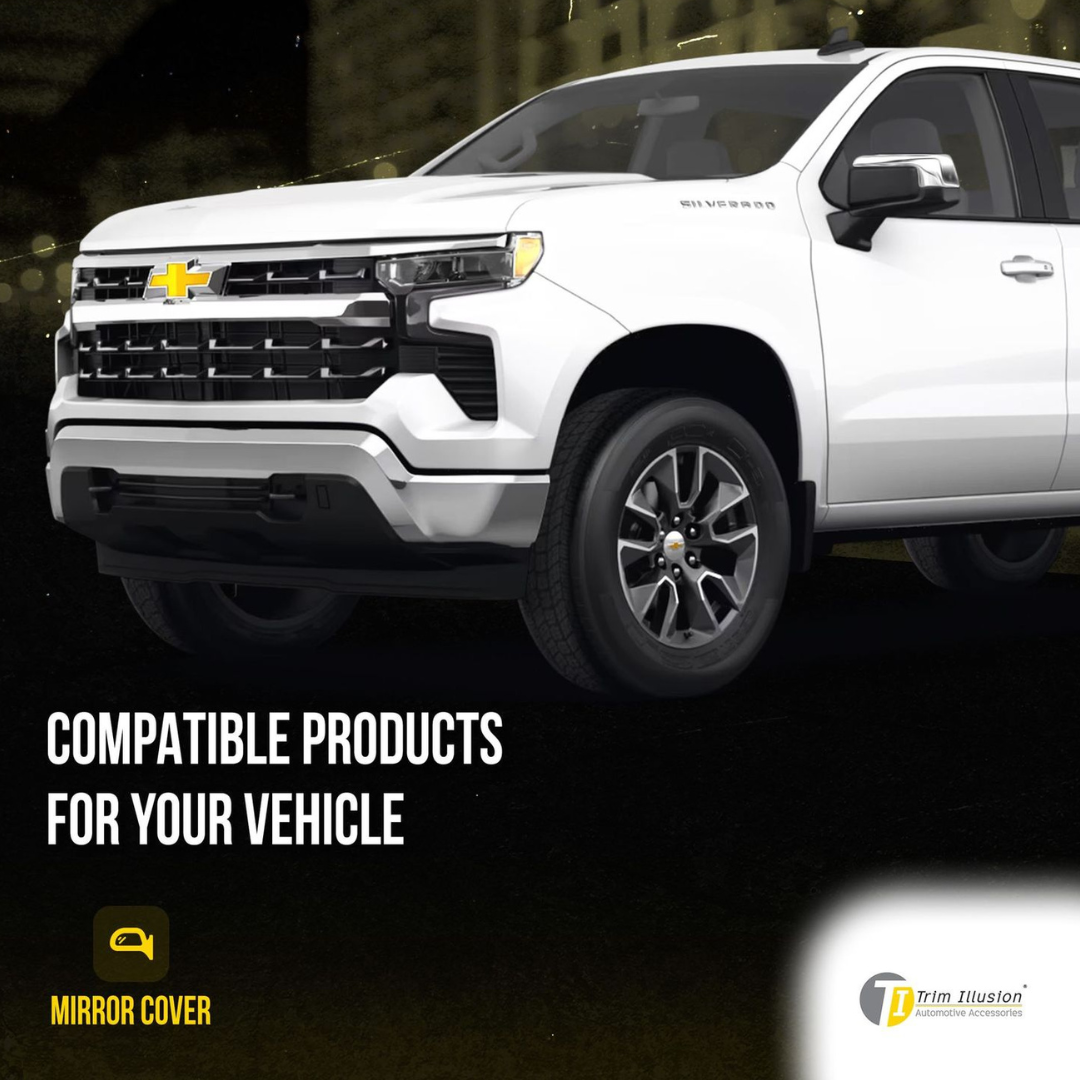 2019-2024 Chevrolet Silverado 1500, 19-24 GMC Sierra 1500 2 PCS Top Chrome Replacement Mirror Cover