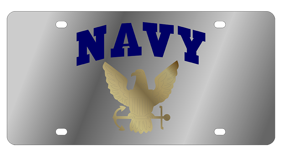 Navy Stainless Steel License Plate