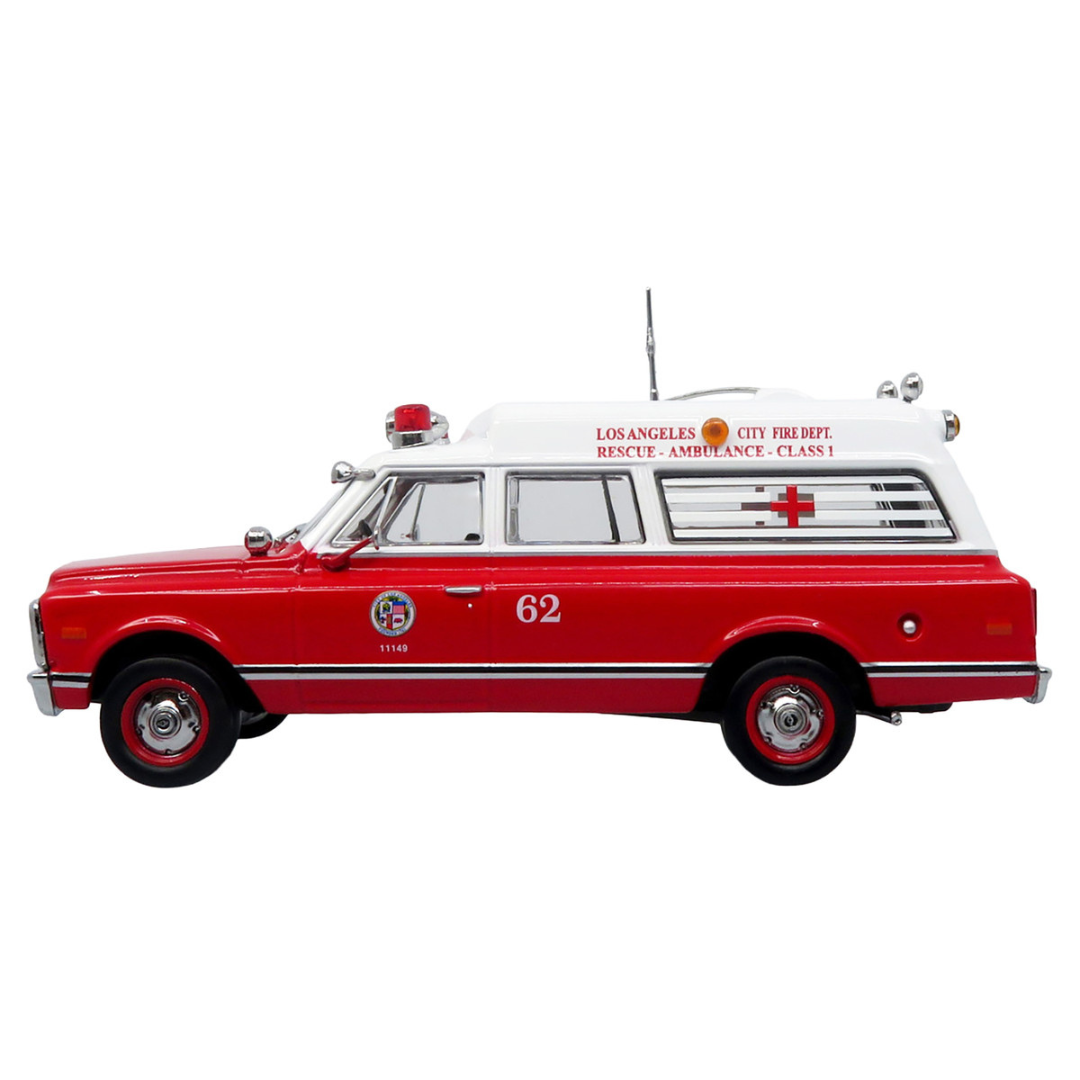 1969 Chevrolet C-10 Ambulance "Los Angeles City Fire Department" Red and White "5 Alarm" Series Limited Edition 1/50 Diecast Model