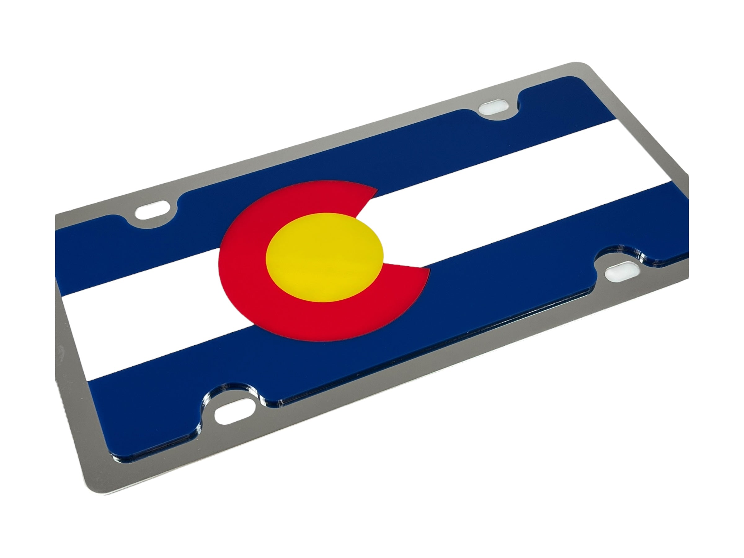 Colorado State Flag Stainless Steel License Plate