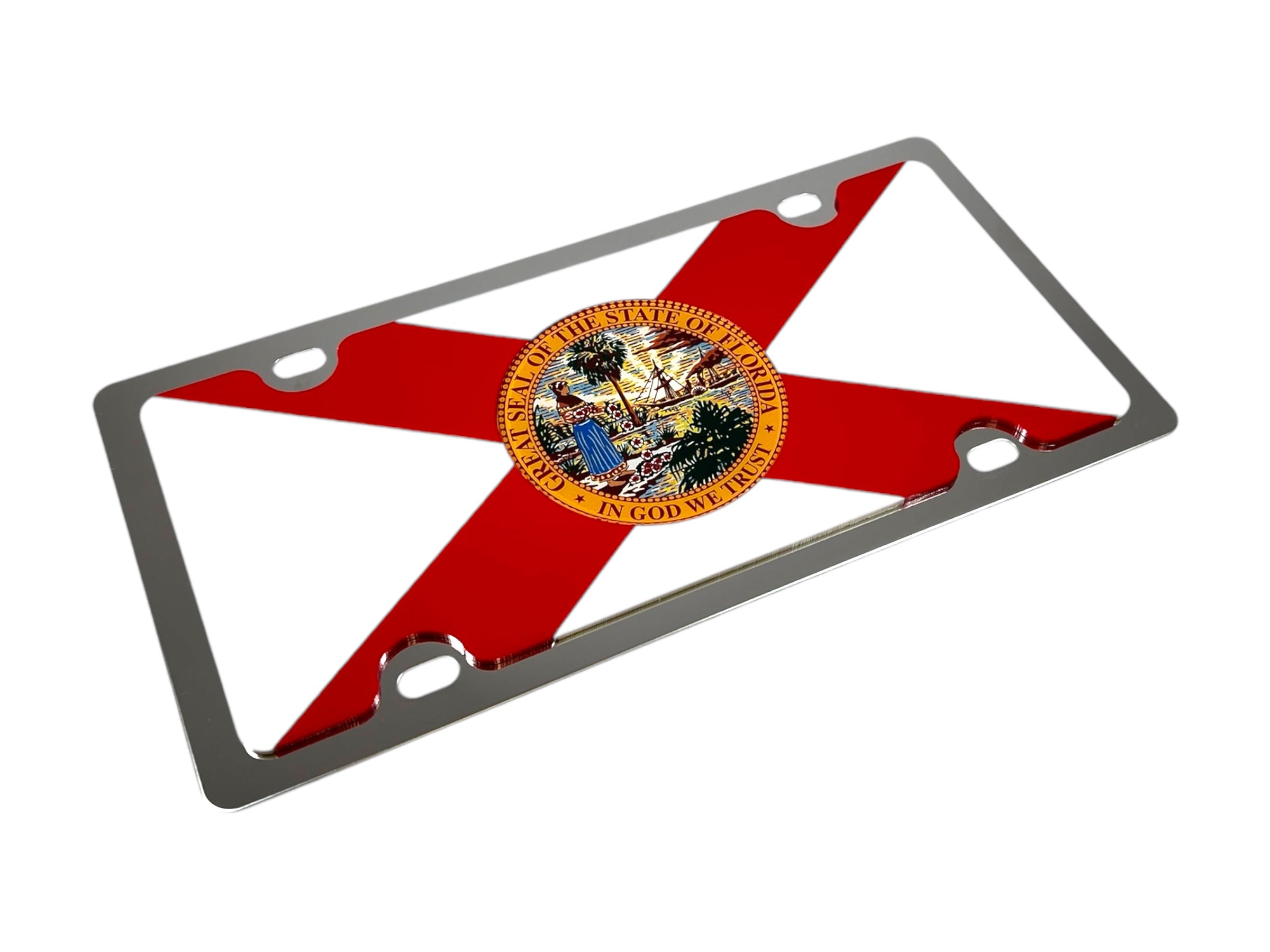 Florida State Flag Stainless Steel License Plate