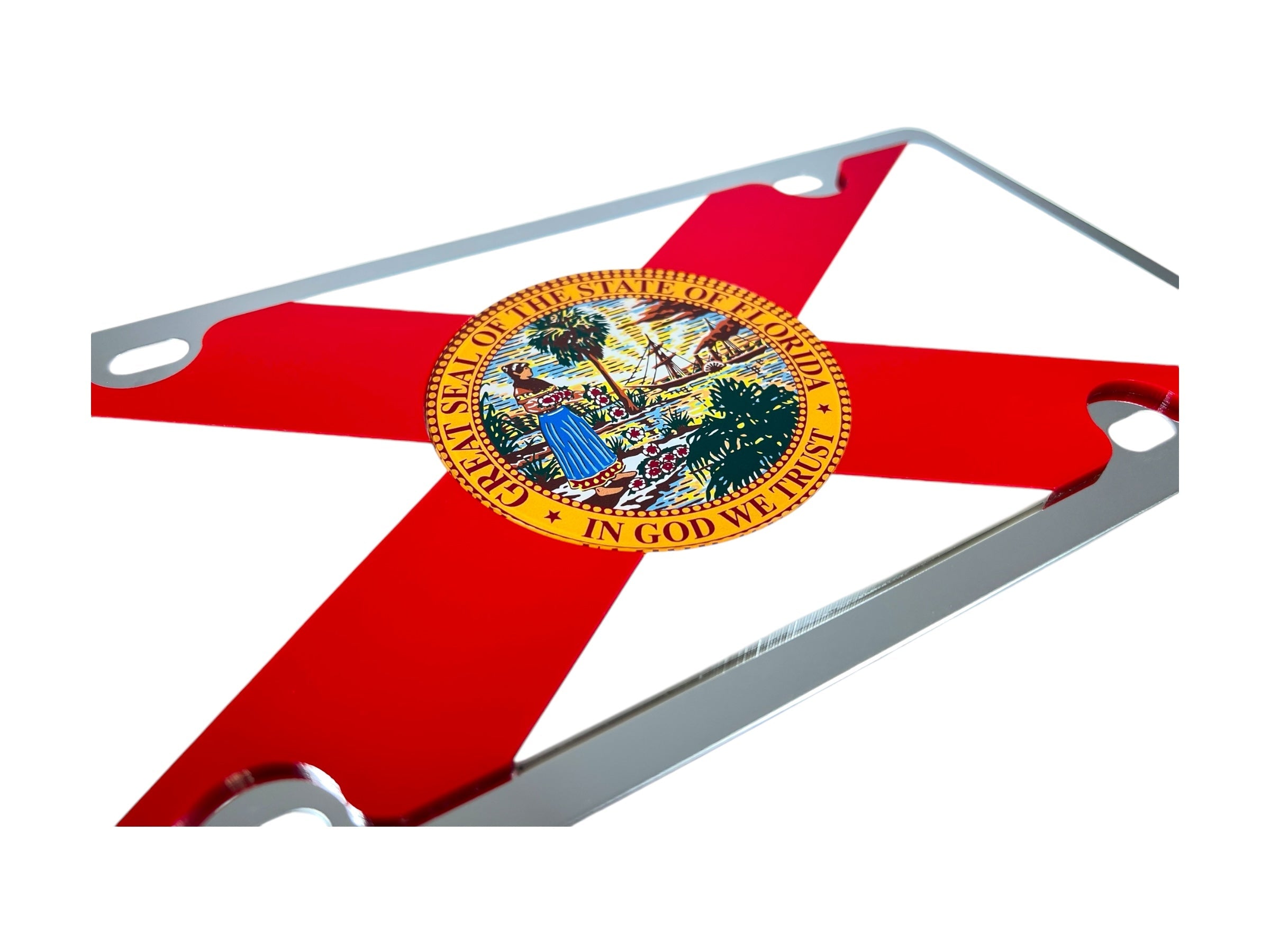 Florida State Flag Stainless Steel License Plate