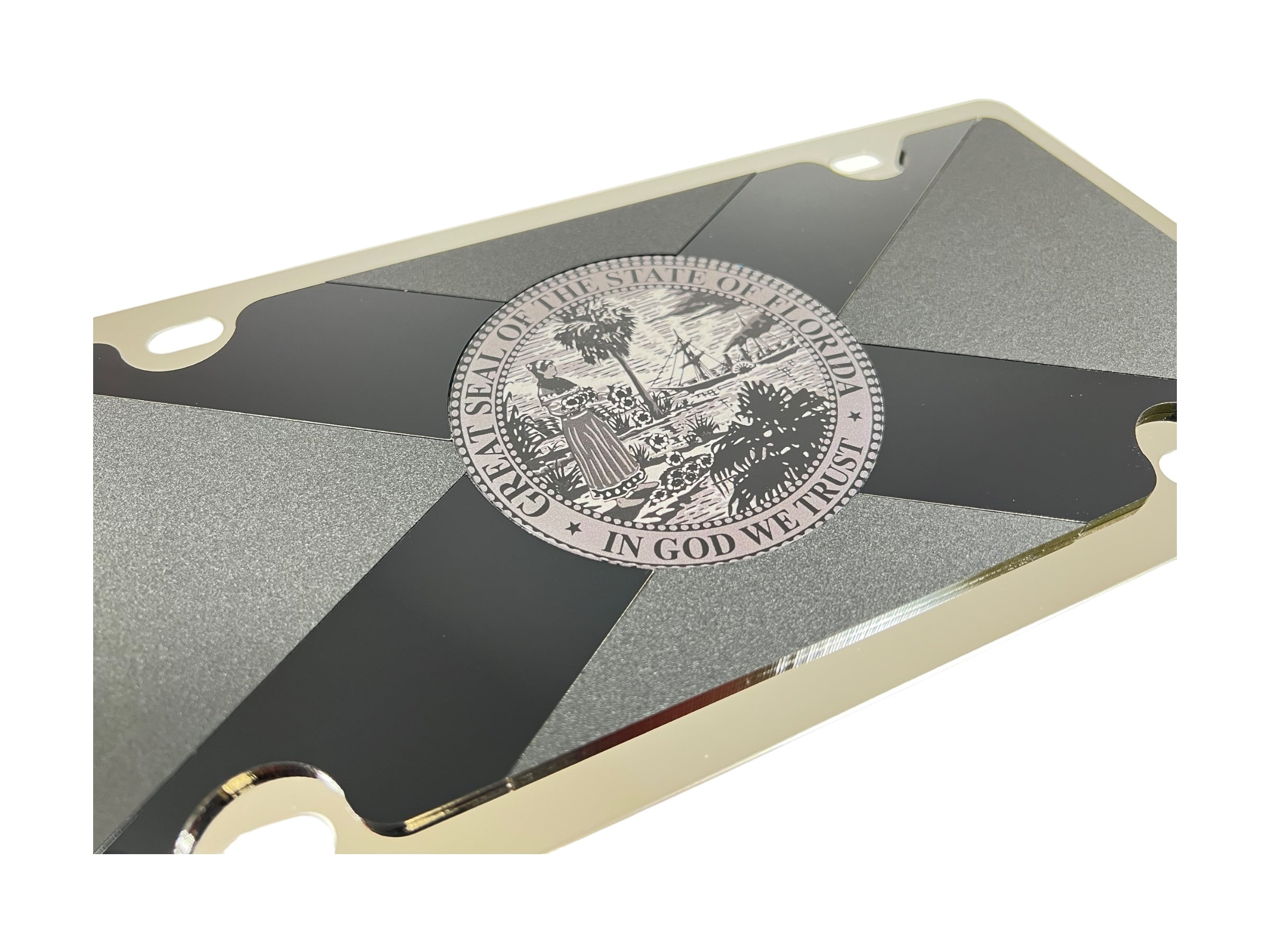 Florida State Flag Blacked Out Stainless Steel License Plate