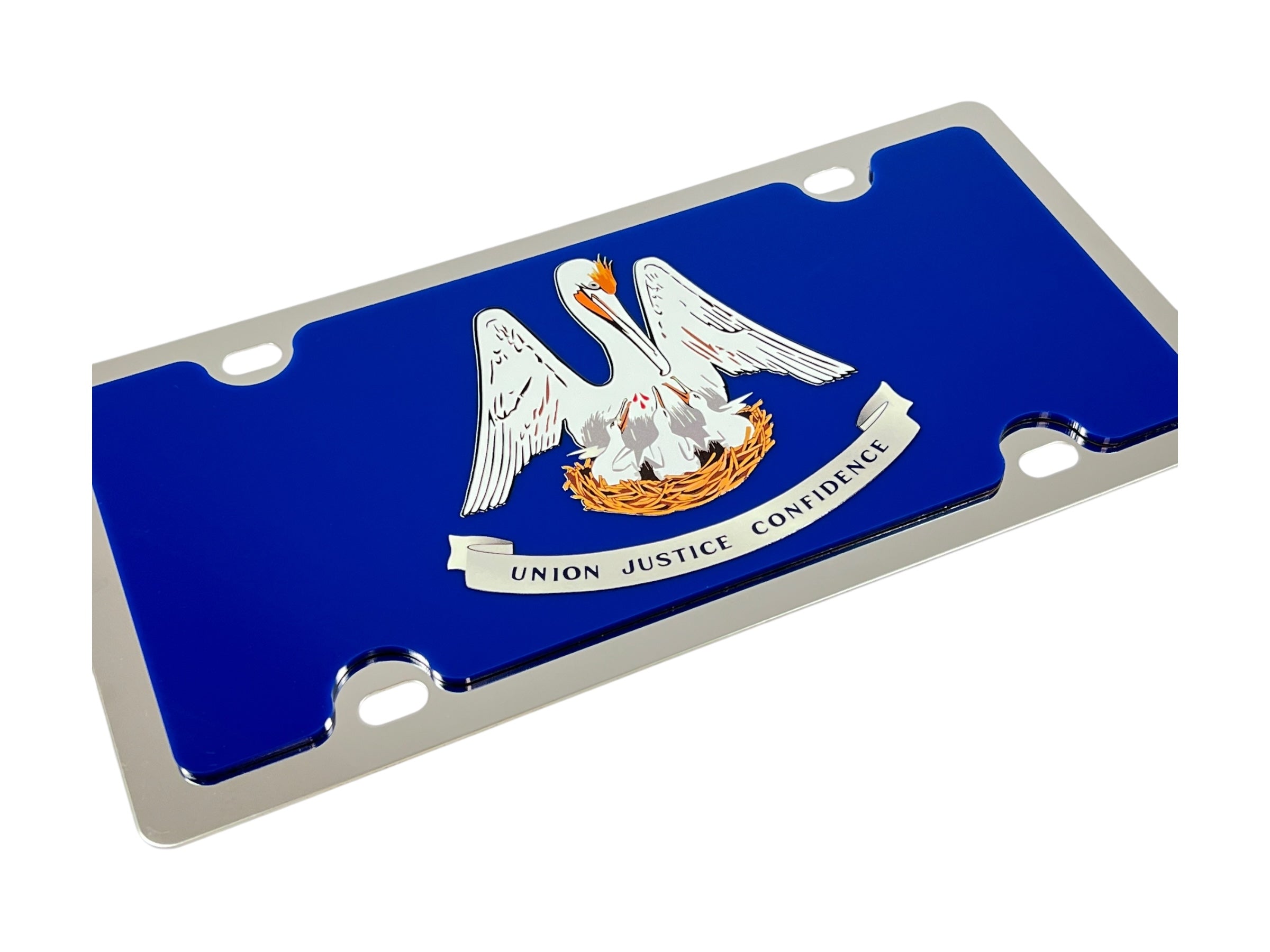 Louisiana State Flag Stainless Steel License Plate