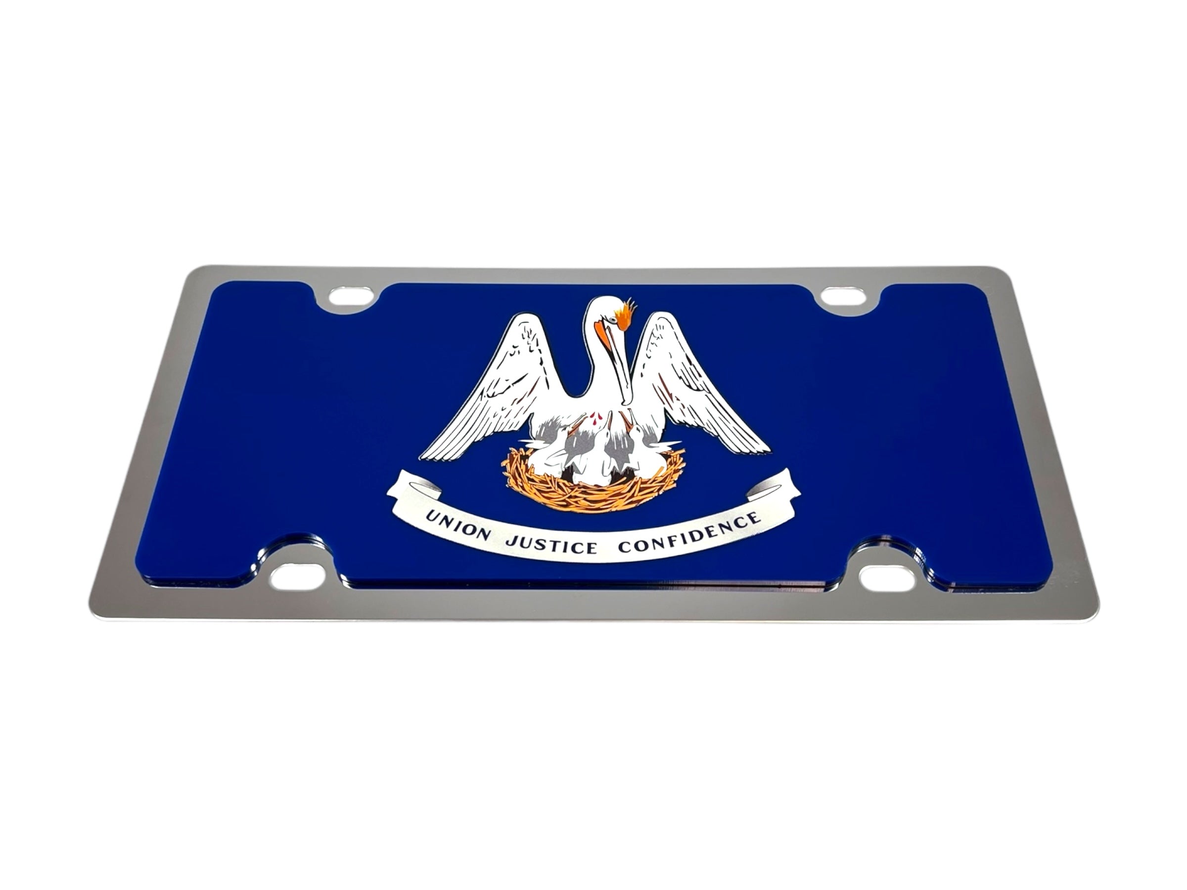 Louisiana State Flag Stainless Steel License Plate
