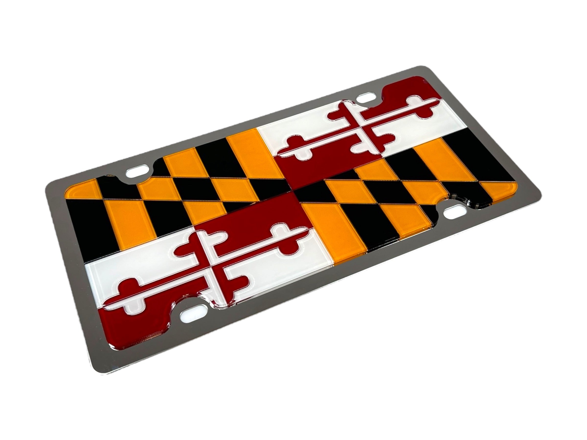 Maryland State Flag Stainless Steel License Plate