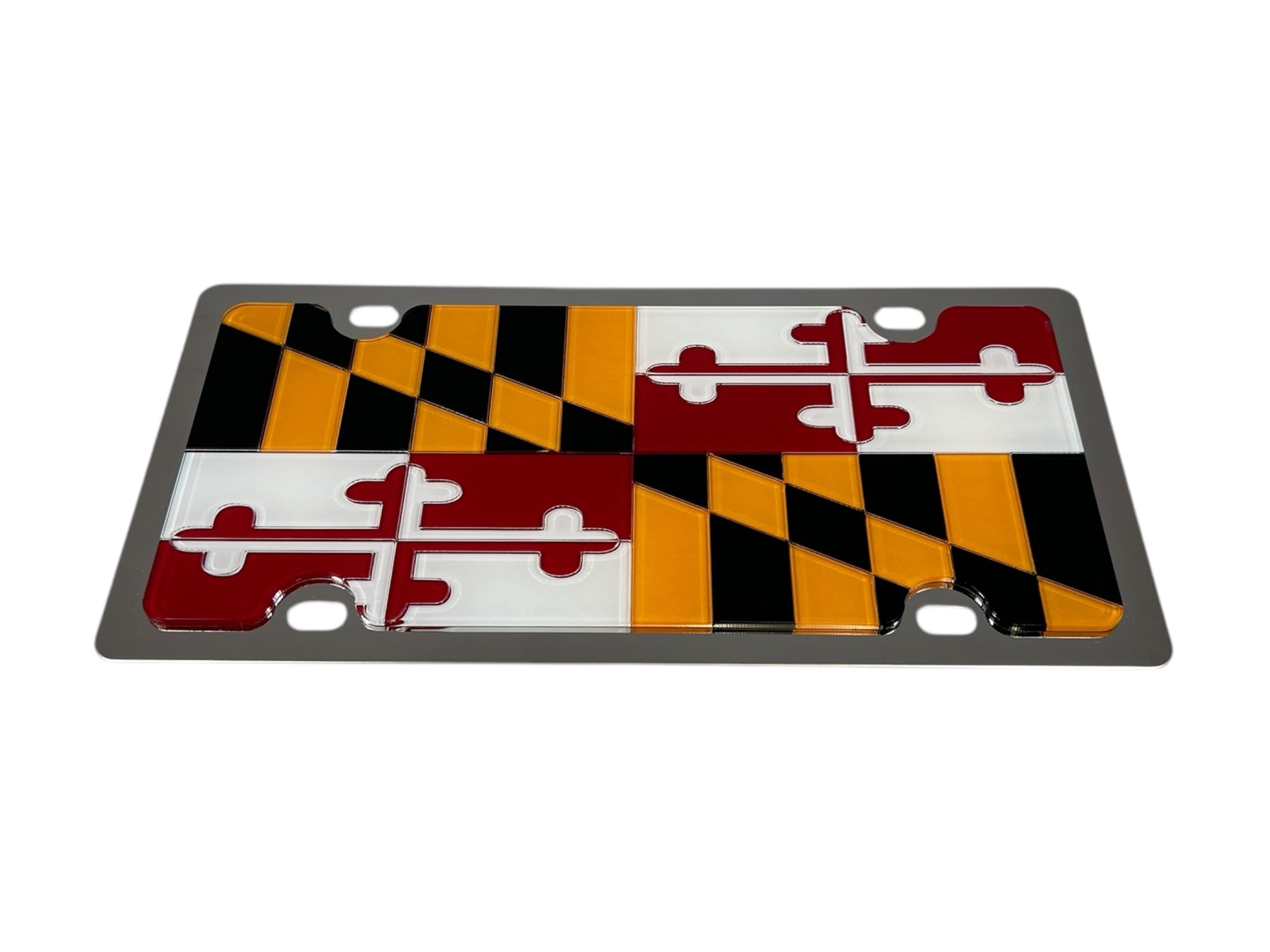 Maryland State Flag Stainless Steel License Plate