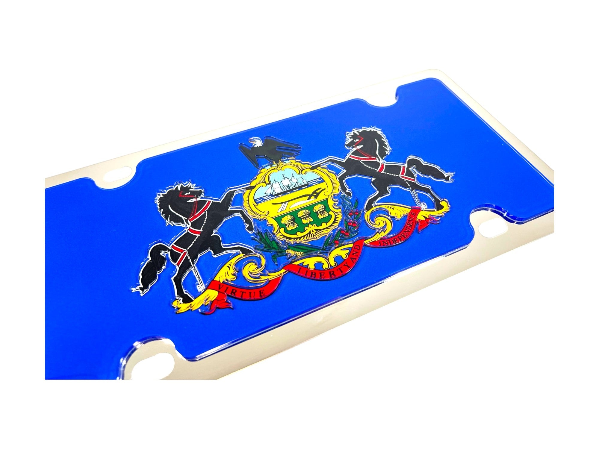 Pennsylvania State Flag Stainless Steel License Plate