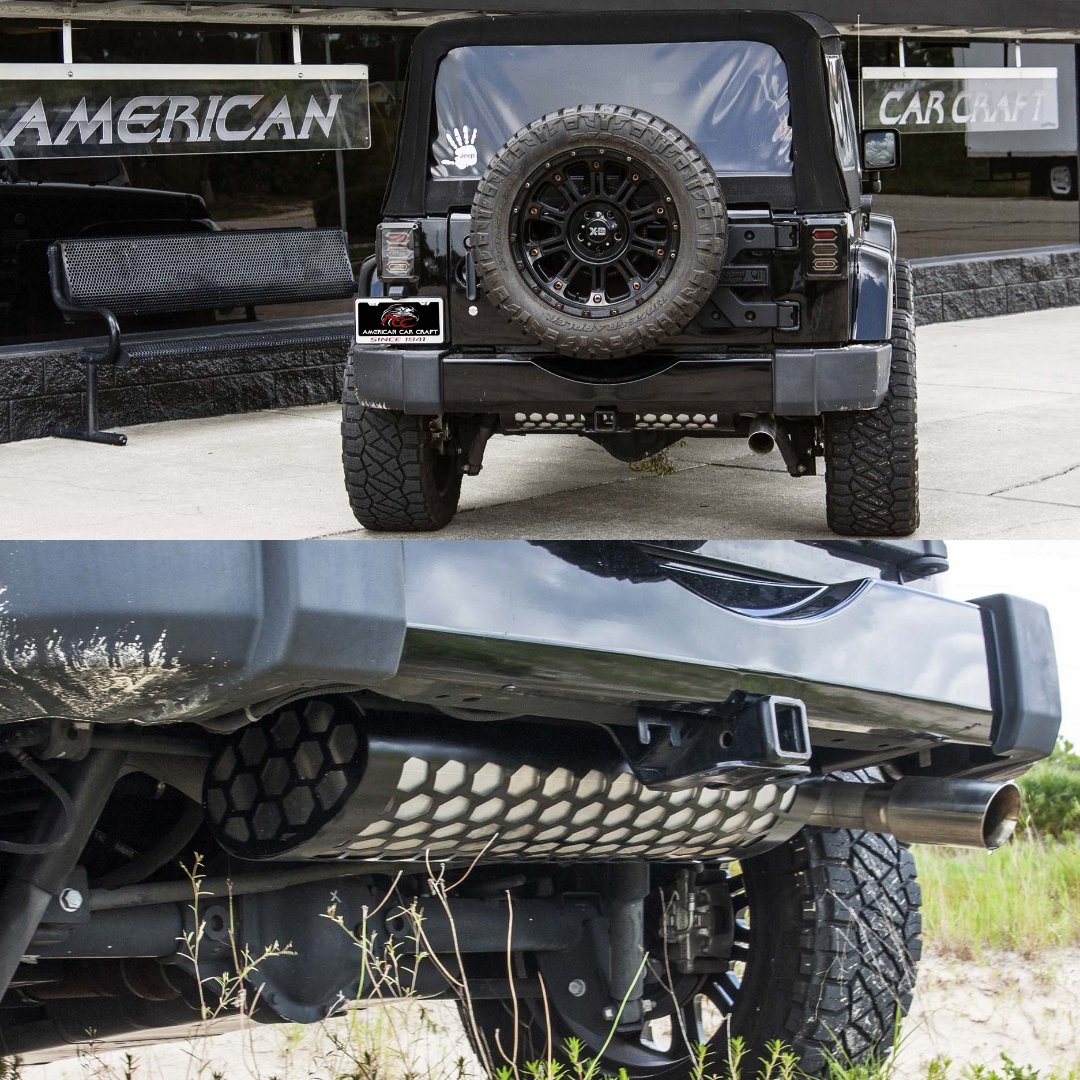 2007-2018 Jeep Wrangler JK - Muffler Cover Plain Hexagon | Black Powder Coat Finish