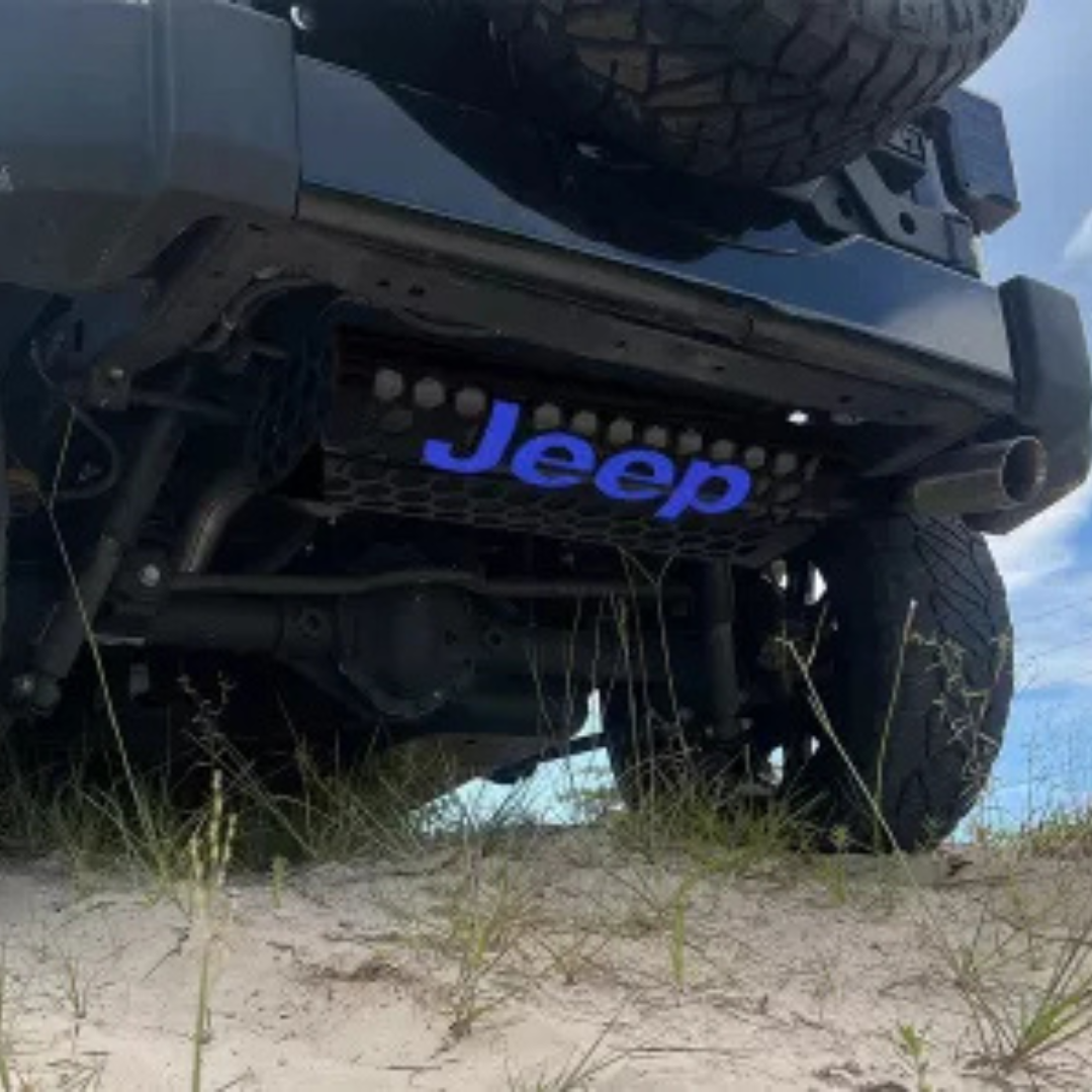 2007-2018 Jeep Wrangler JK Muffler Cover Hexagon Black Powdercoat Finish - Choose Color - American Car Craft