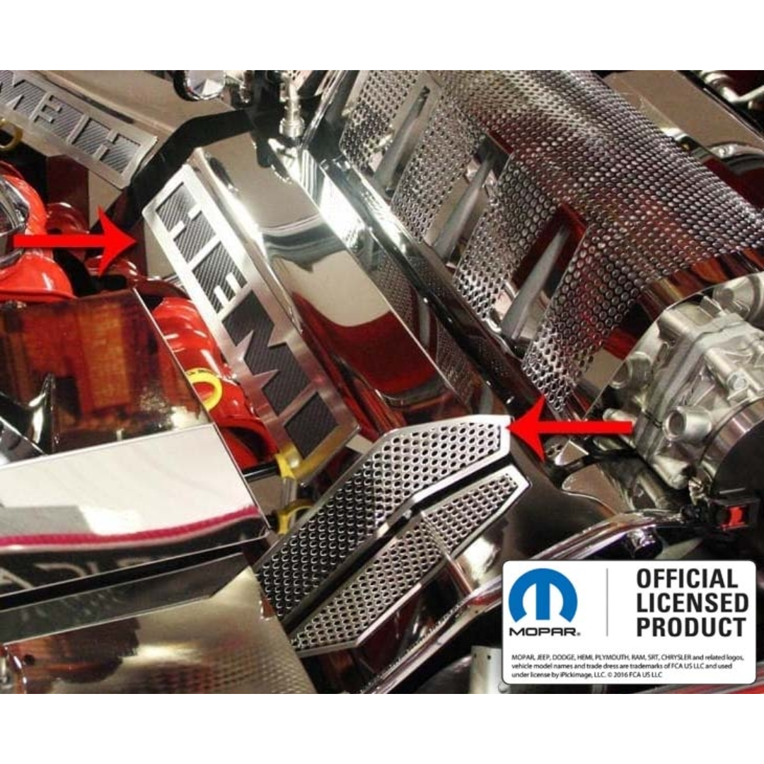 2008-2011 SRT8 - HEMI Fuel Rail Covers 2Pc | Polished & Perforated Stainless Steel - Factory Intake System