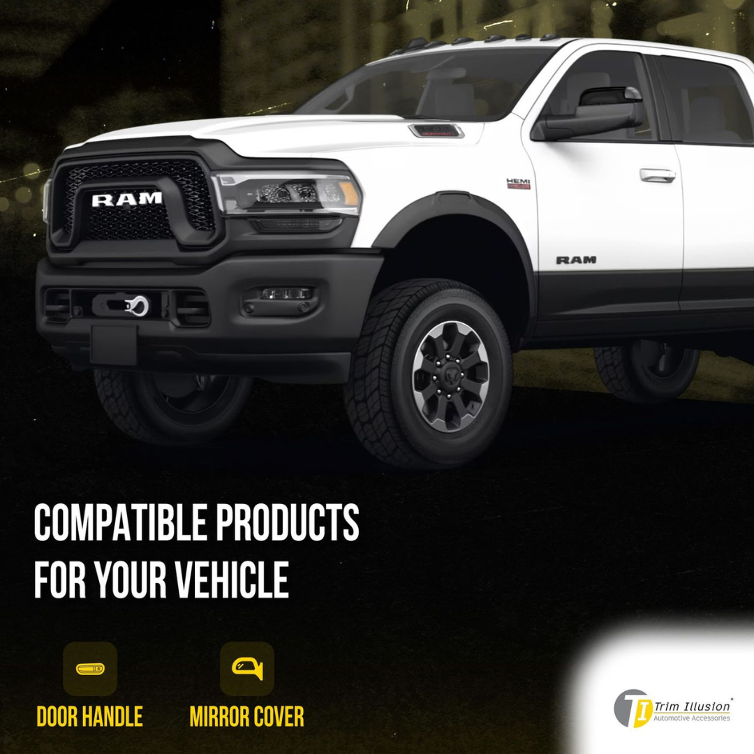 2010 Dodge Ram 3500/Ram 2500, 11-22 Ram 2500/3500 Non-Tow Style 2 PCS With Turn Signal Top Gloss Black Tape-on Mirror Cover