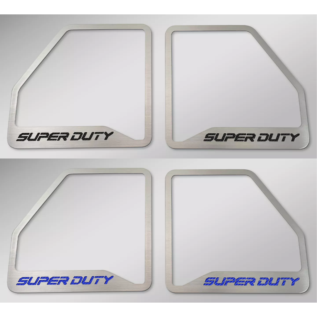 2017-2022 Ford F250 Brushed Deluxe Door Speaker Trim "SUPER DUTY" Logo 6pc | Select Inlay