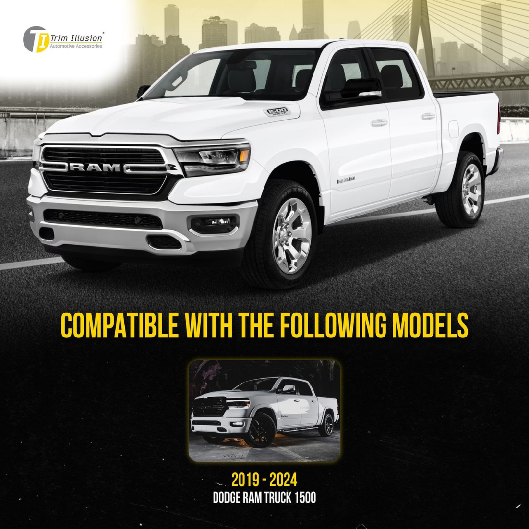 2019-2024 Ram 1500 2 PCS With Turn Signal Top Gloss Black Tape-on Mirror Cover