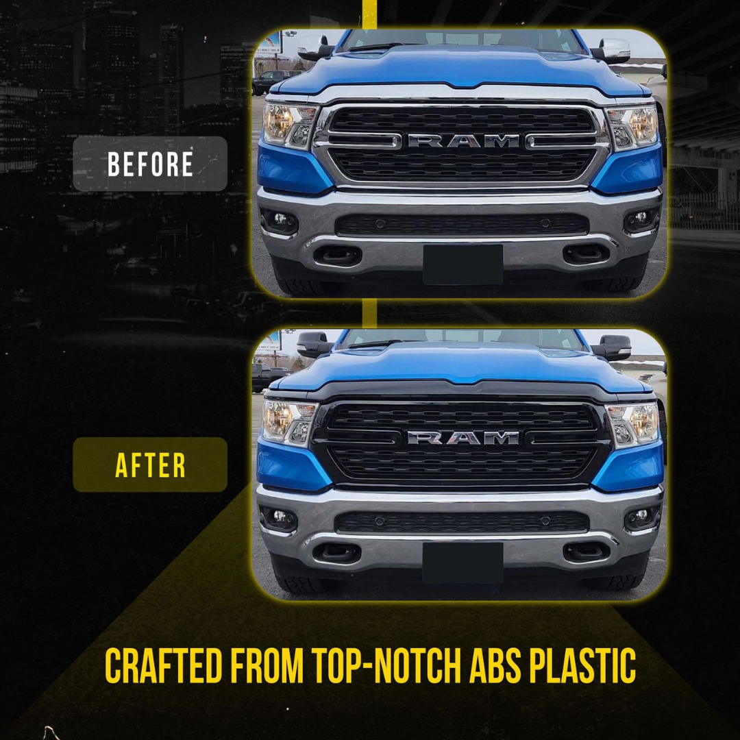 2019-2024 Ram 1500 4 PCS Gloss Black Tape-on Patented Grille Overlay