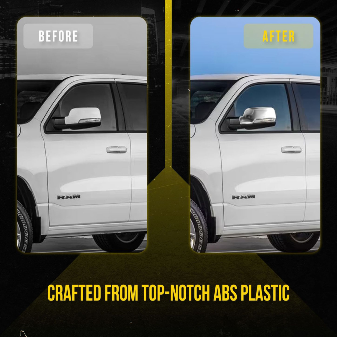 2019-2024 Ram 1500 (Not for Classic) 2 PCS With Turn Signal Top Chrome Tape-on Mirror Cover