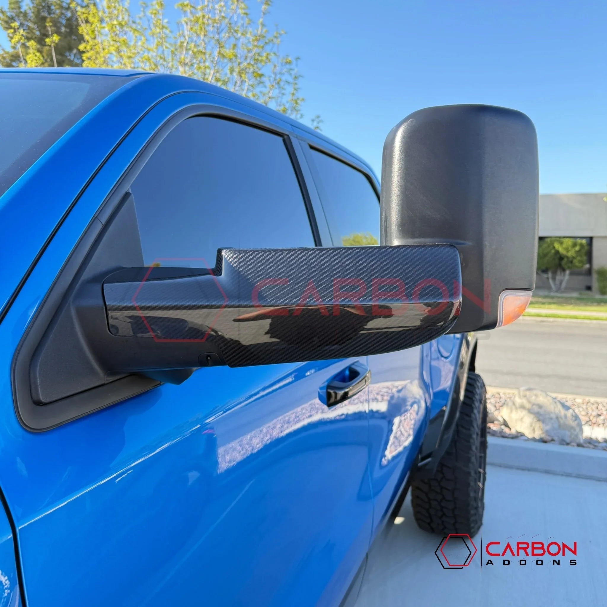2019+ RAM 1500 / TRX / RHO Tow Mirror Base Real Carbon Fiber Covers