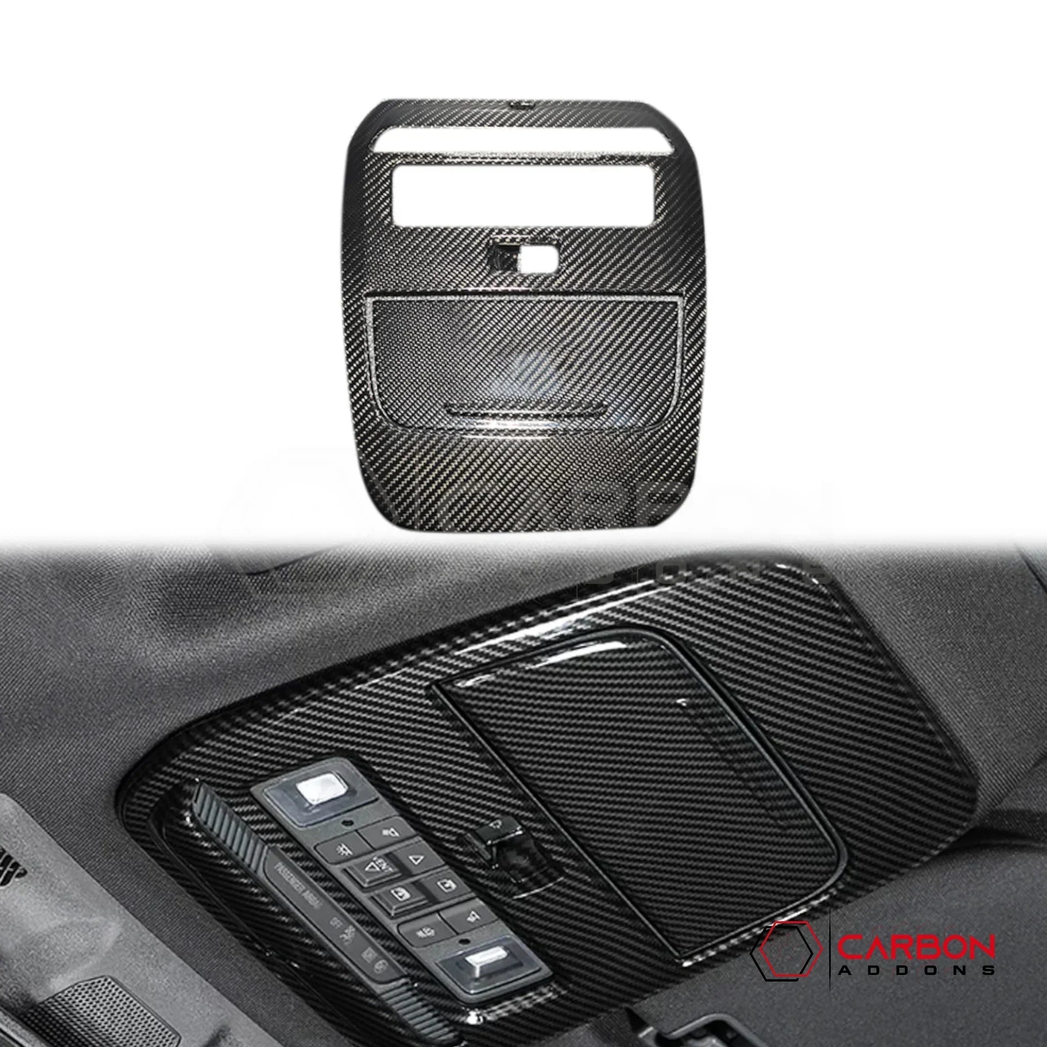 Real Carbon Fiber Overhead Dome Light Trim Cover for 2021+ Ford F-150