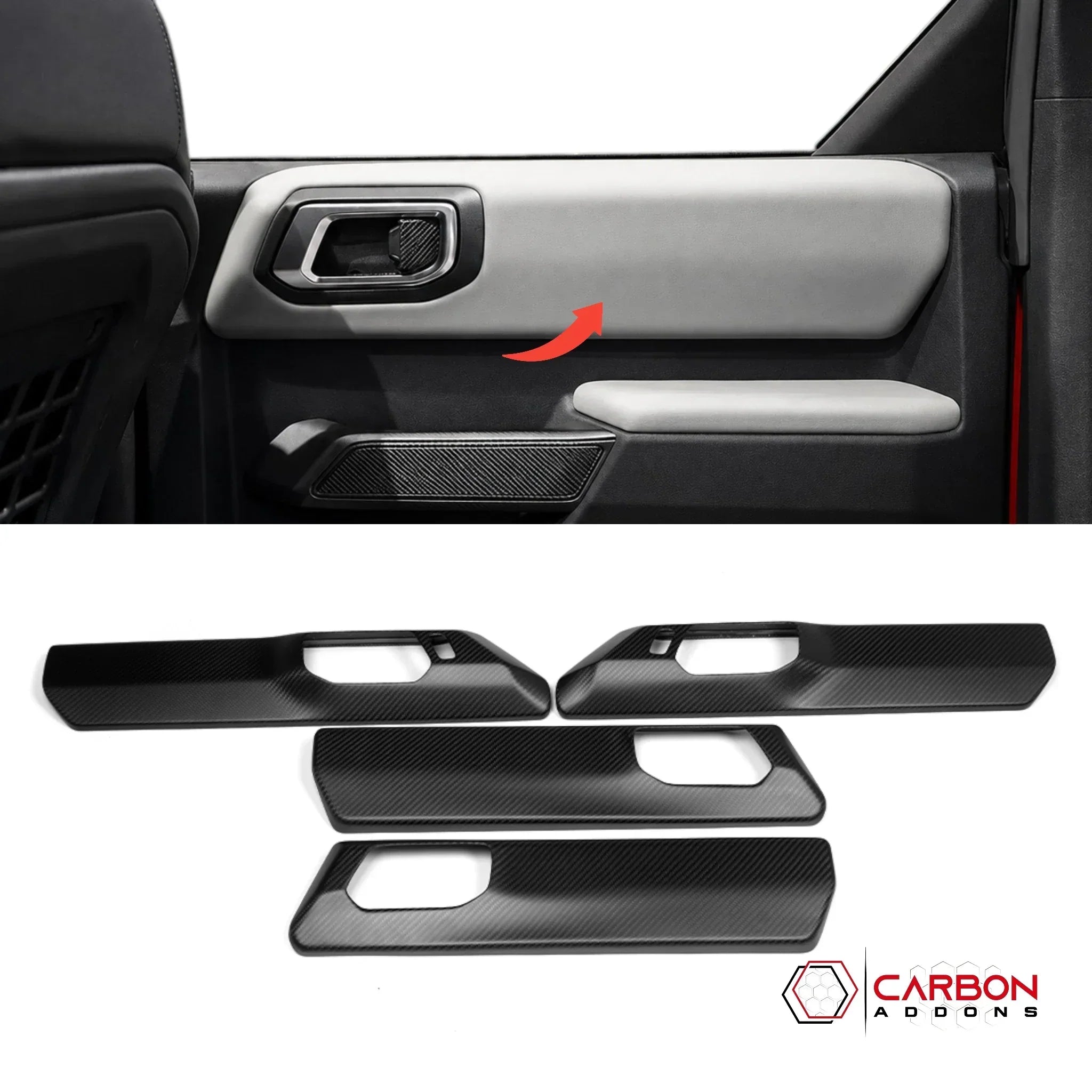Real Carbon Fiber Door Handle Panel Trim Covers for 2021+ Ford Bronco | 2-Door & 4-Door