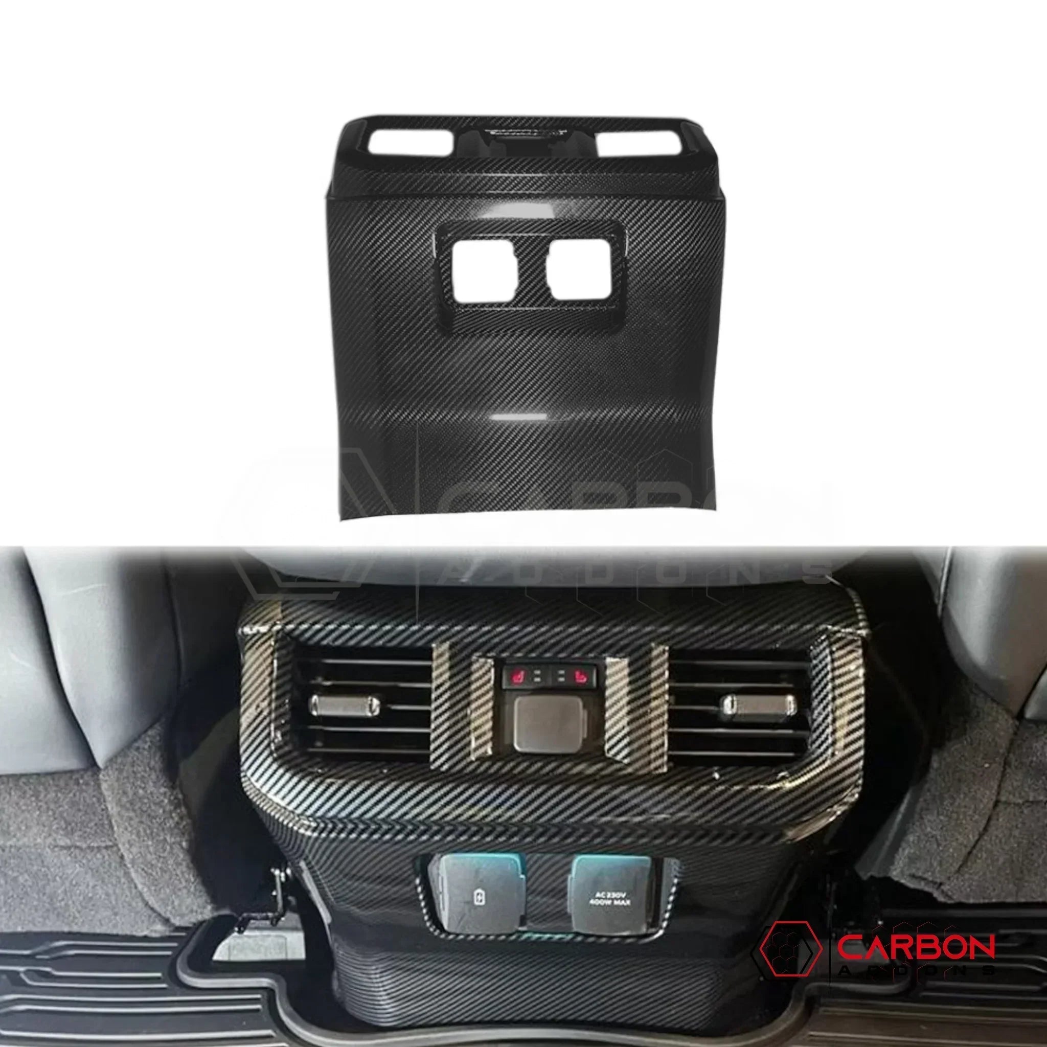 Real Carbon Fiber Rear Center Console A/C Vent Trim Cover for 2021+ Ford F-150