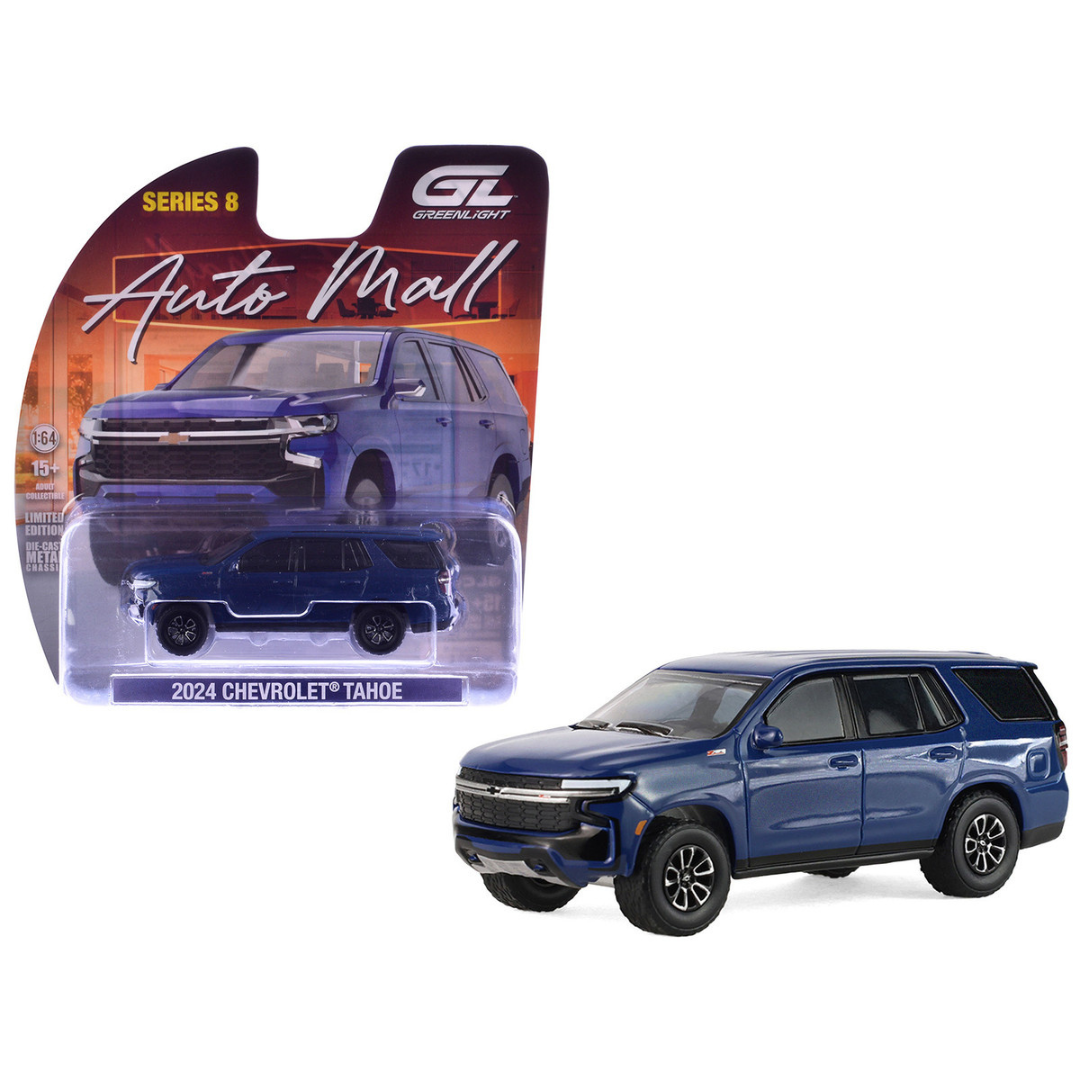 2024 Chevrolet Tahoe Midnight Blue Metallic "Auto Mall" Series 8 1/64 Diecast Model Car