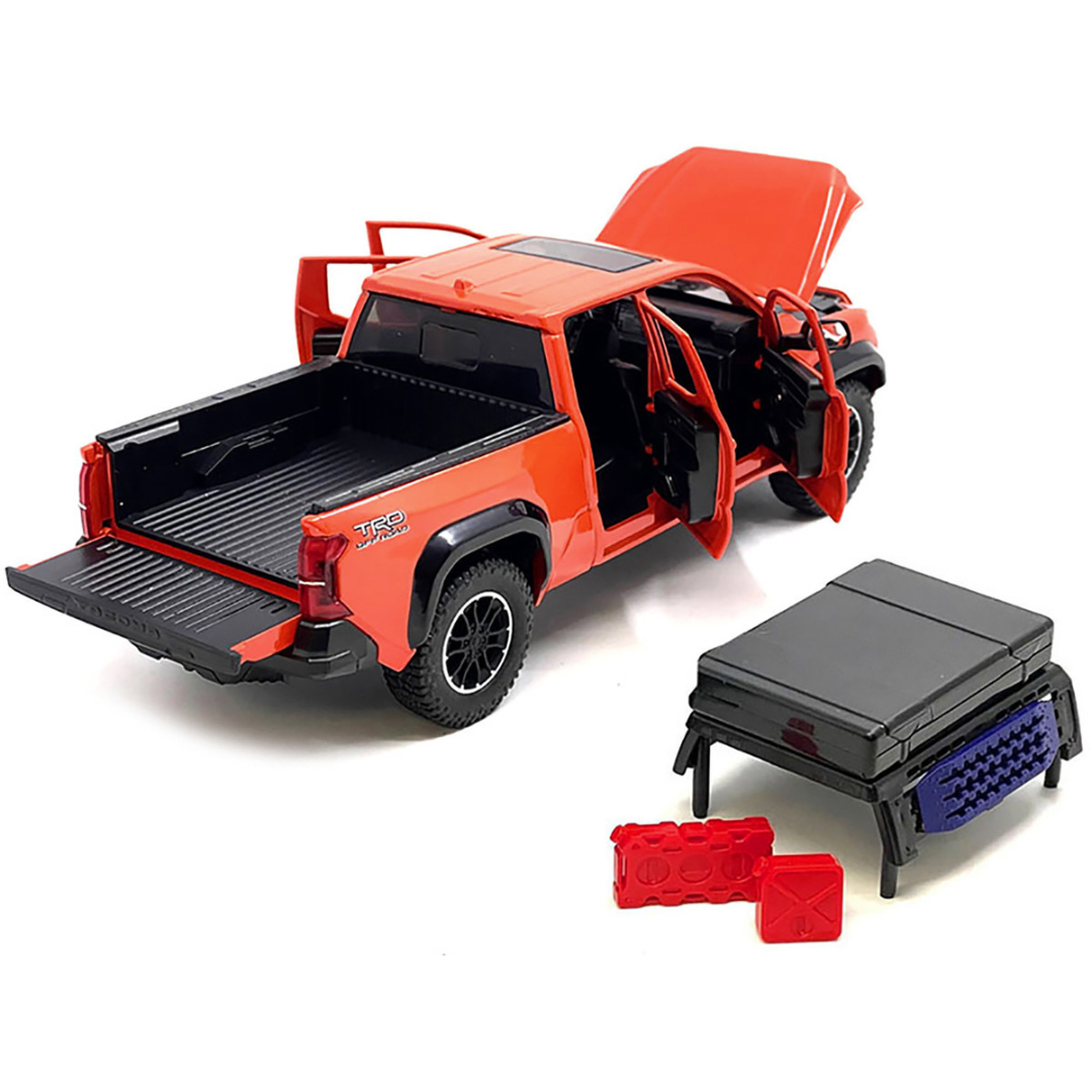 2024 Toyota Tacoma TRD Off-Road Edition Pickup Truck Octane Orange with Bed Camper 1/24 Diecast Model Car