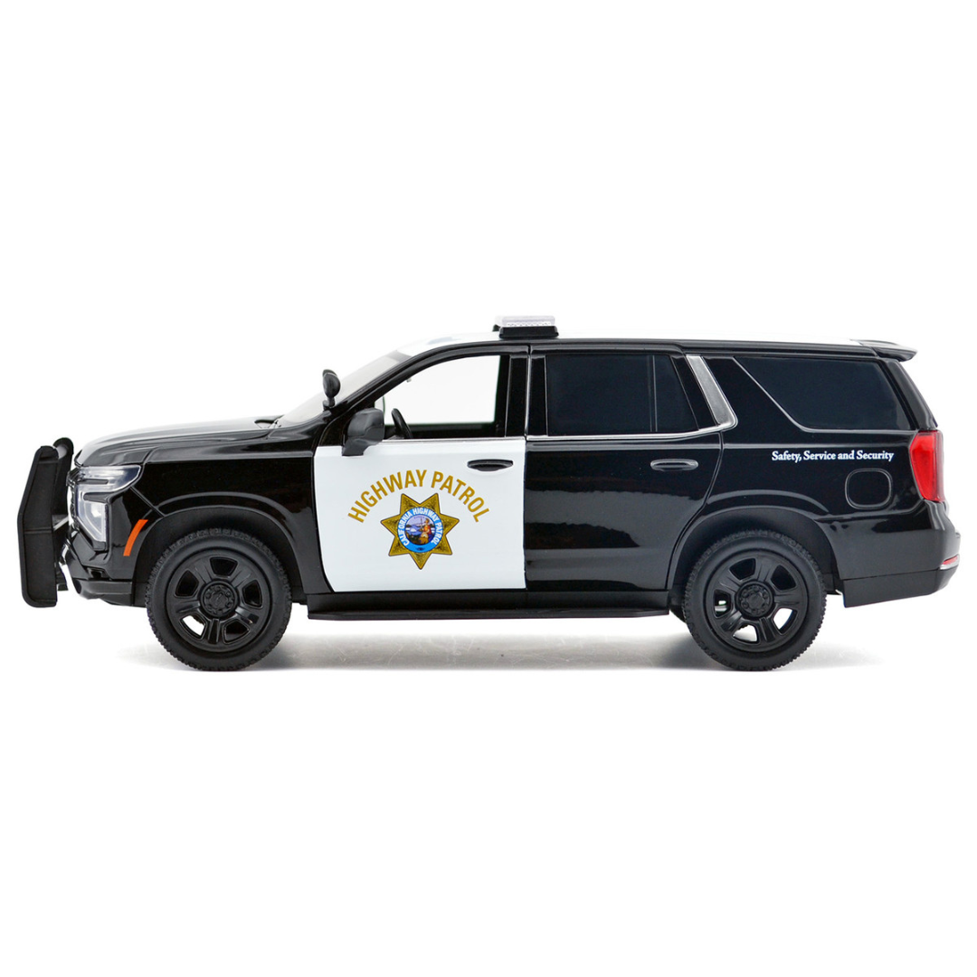 2025 Chevrolet Tahoe Police Pursuit Vehicle "California Highway Patrol" Black and White "Law Enforcement and Public Service" Series 1/24 Diecast Model Car