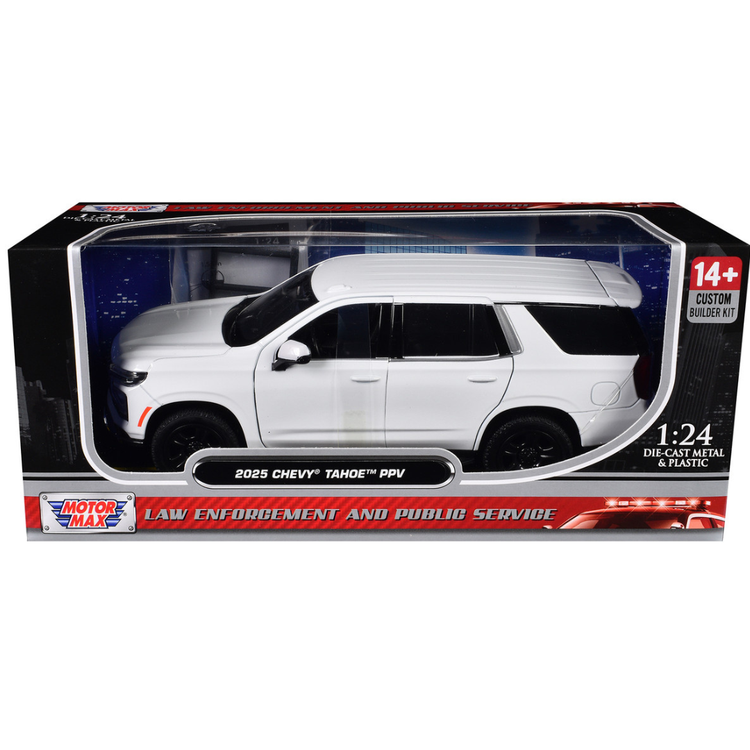 2025 Chevrolet Tahoe PPV White "Custom Builder's Kit - Law Enforcement and Public Service" Series 1/24 Diecast Model Car