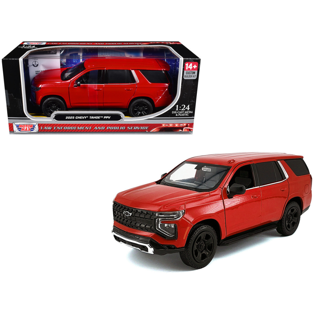 2025 Chevrolet Tahoe PPV Red "Custom Builder's Kit - Law Enforcement and Public Service" Series 1/24 Diecast Model Car