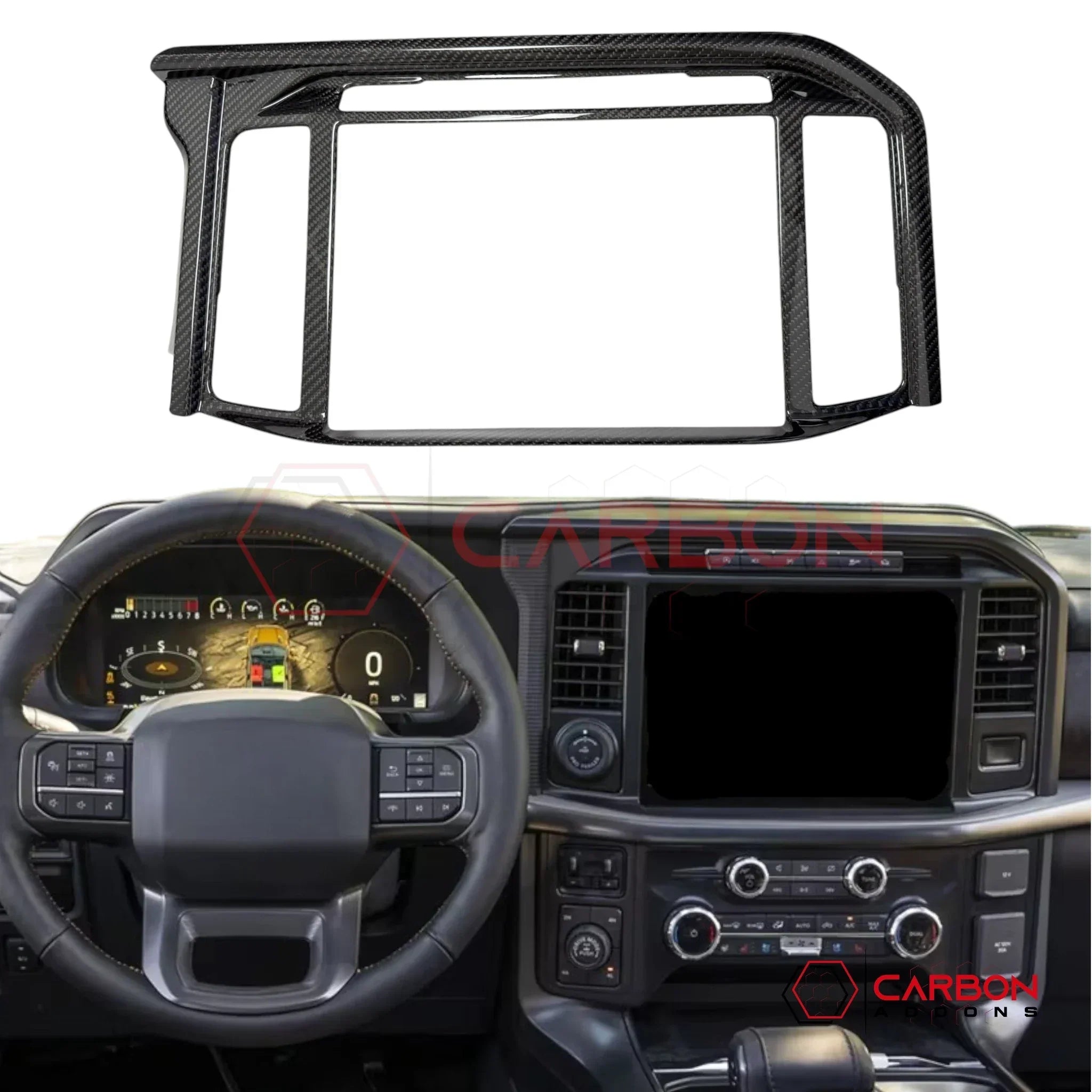 Real Carbon Fiber Infotainment Screen Trim Cover for 2025+ Ford F-150 & Raptor