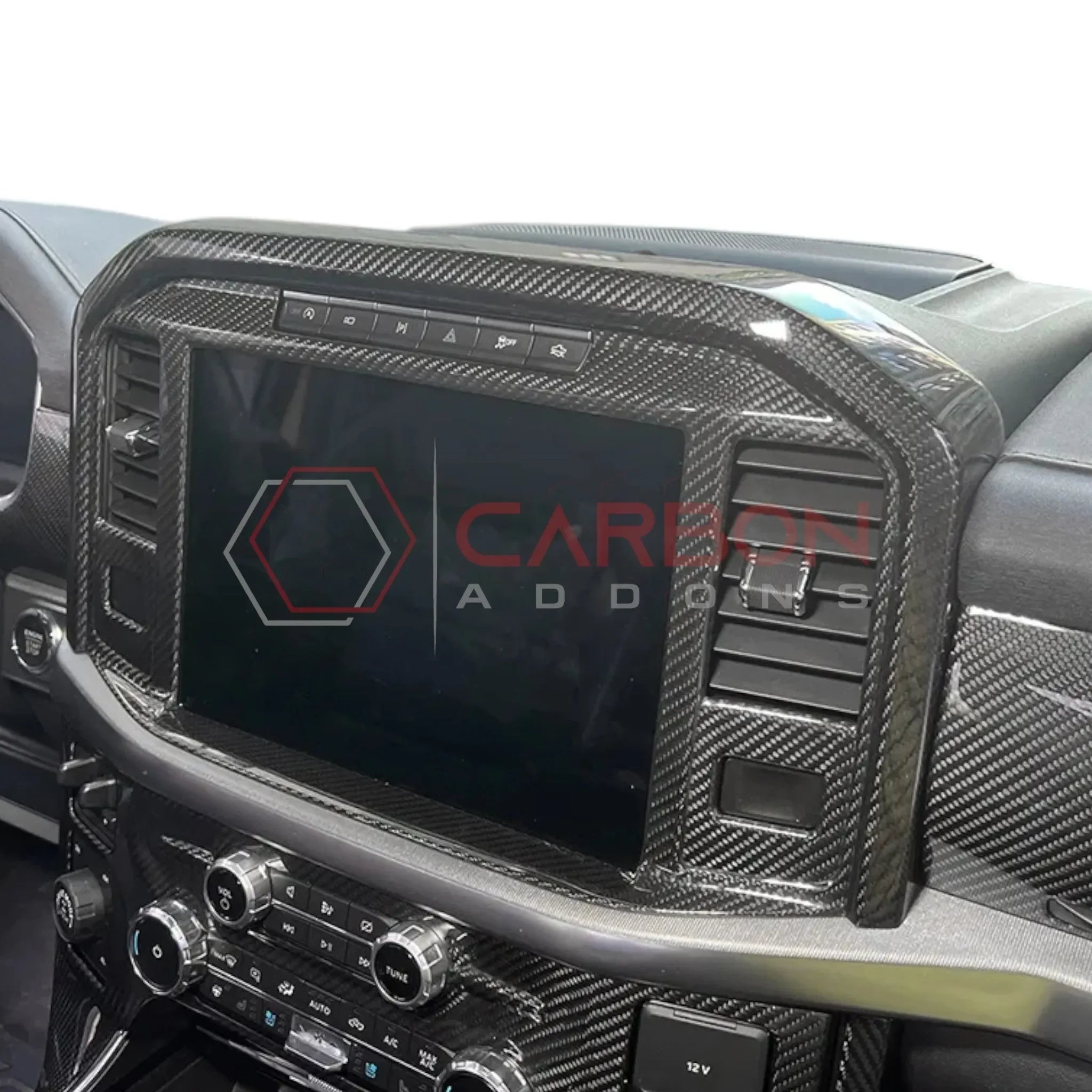Real Carbon Fiber Infotainment Screen Trim Cover for 2021+ Ford F-150