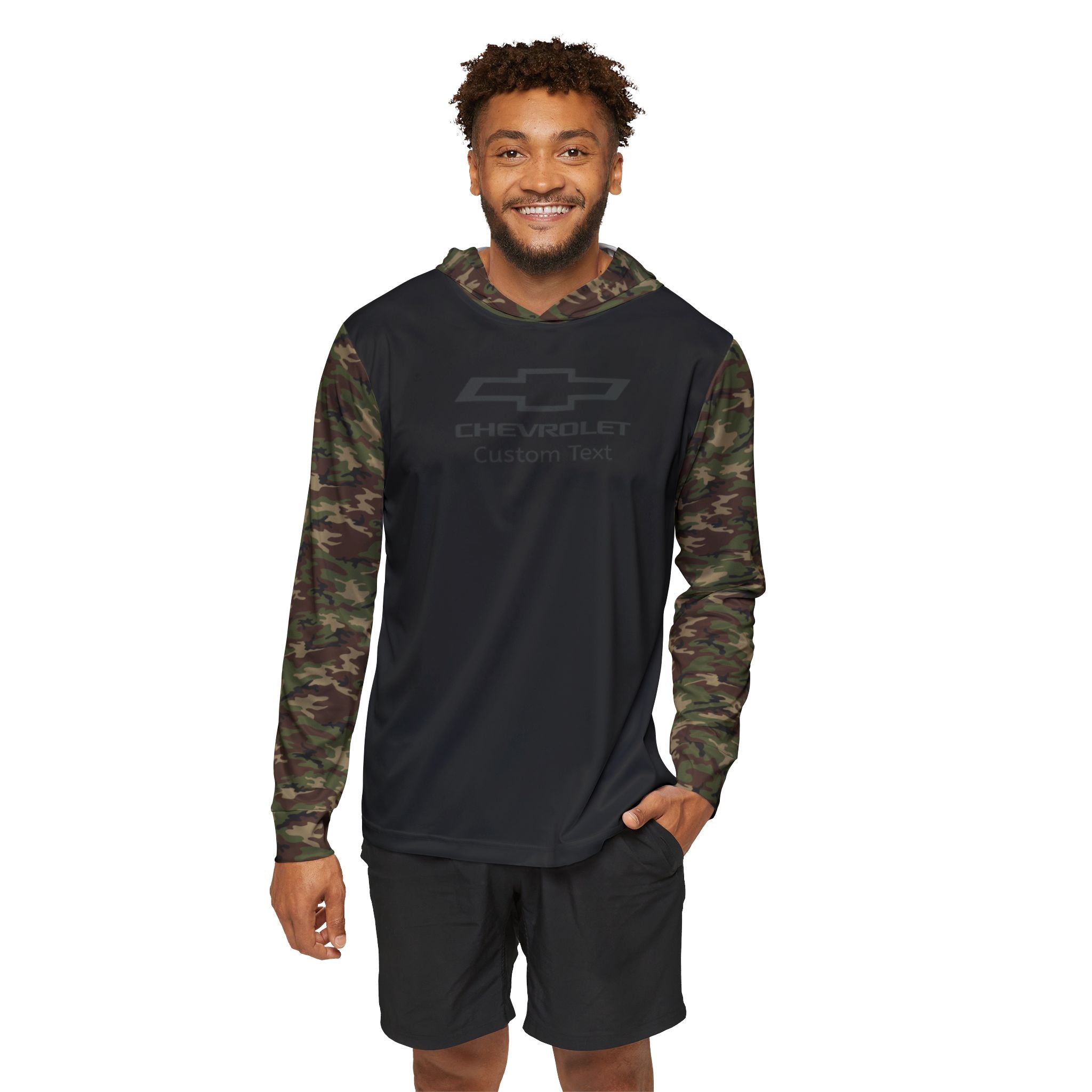 Personalized GM Chevrolet Bowtie Men's Basic Camo Sports Warmup Hoodie, UPF 50+ Sun Protection