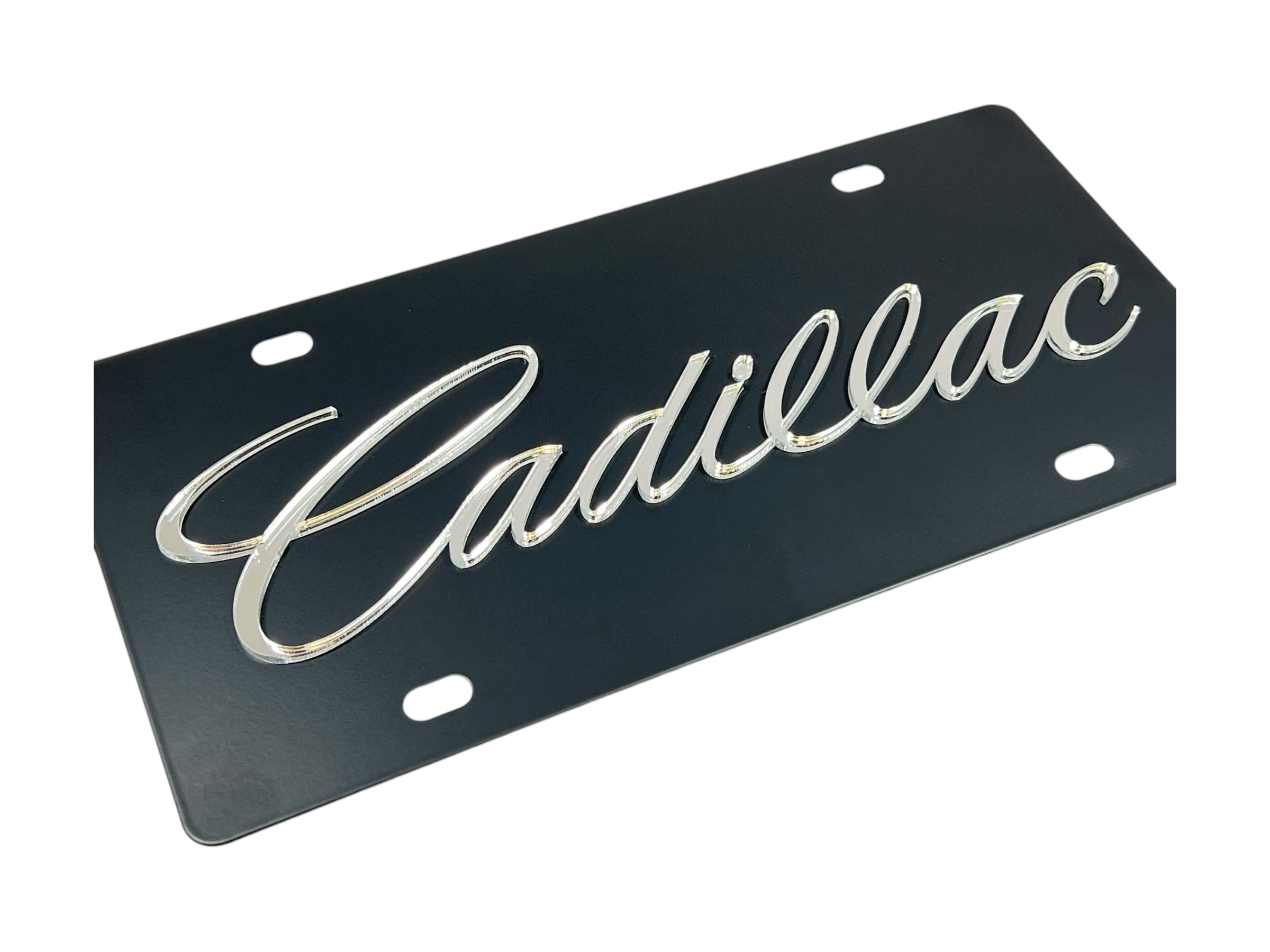 Cadillac Script Carbon Steel License Plate