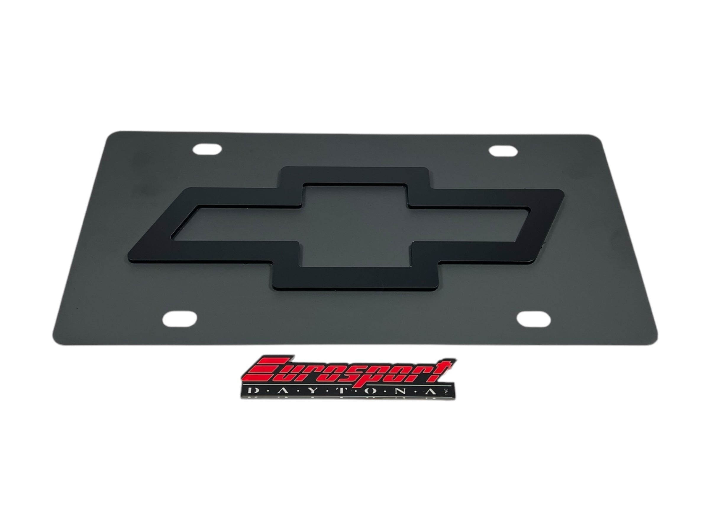 Chevrolet Bowtie Blacked Out Carbon Steel License Plate