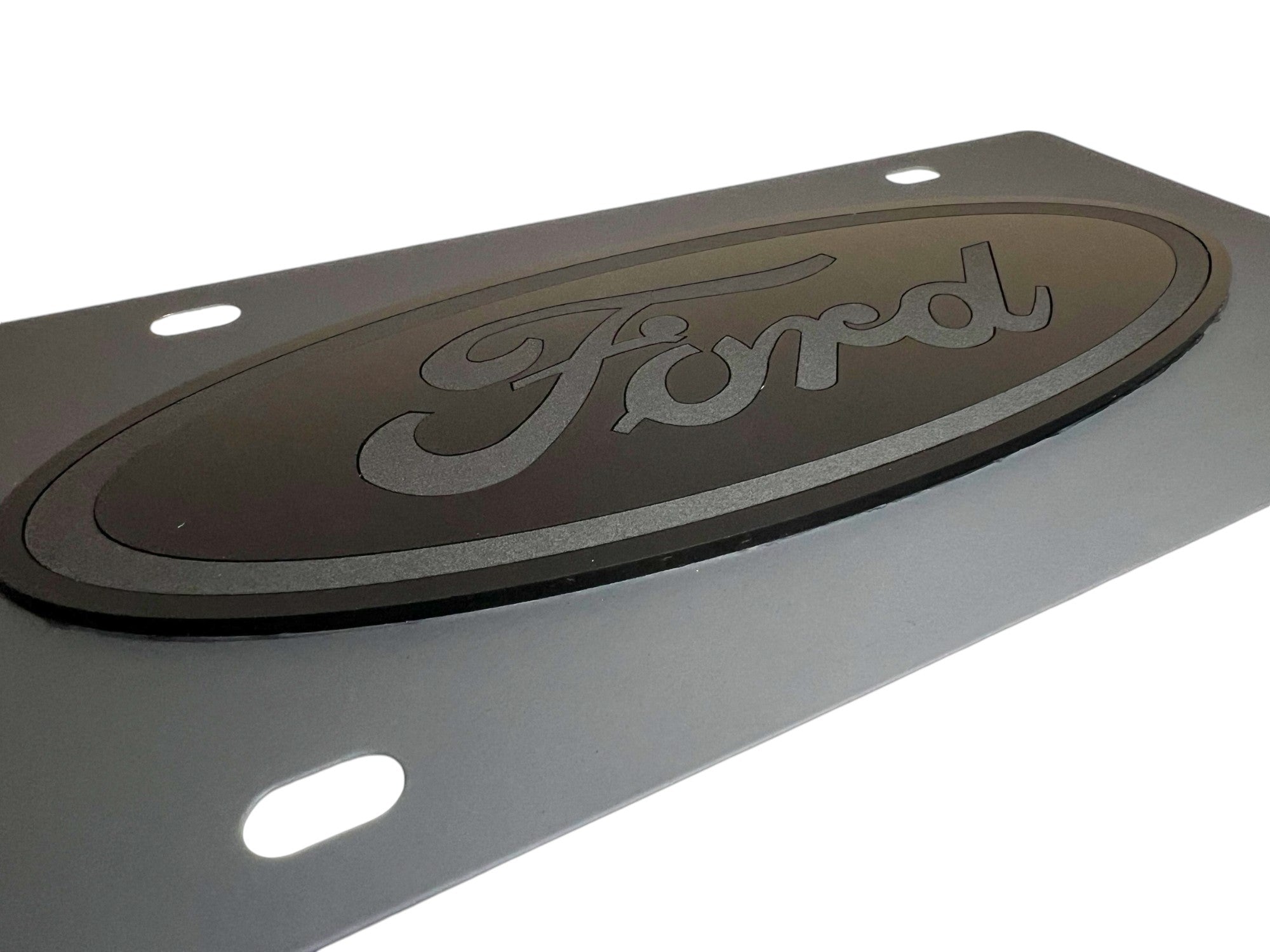 Ford Oval Blacked Out Carbon Steel License Plate