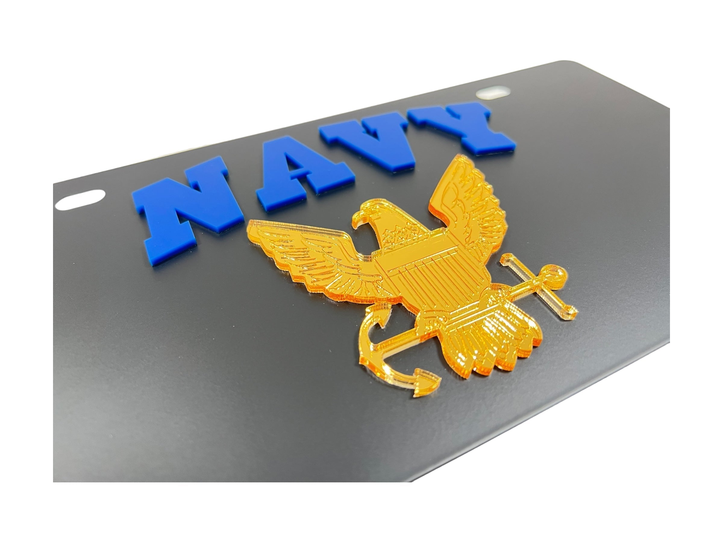 Navy Carbon Steel License Plate