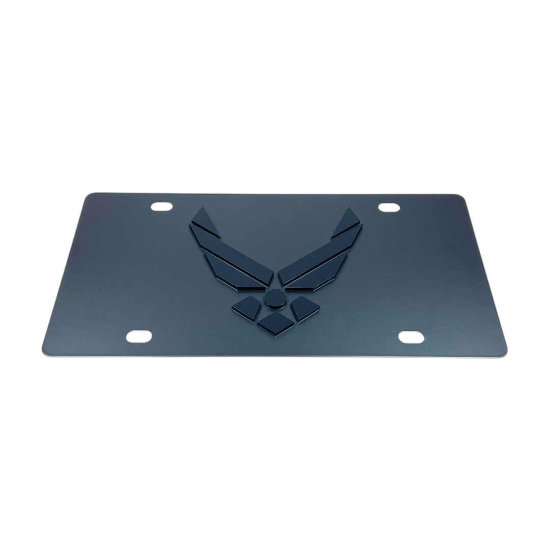 Air Force Carbon Steel Blacked Out License Plate