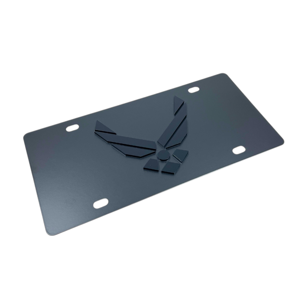 Air Force Carbon Steel Blacked Out License Plate