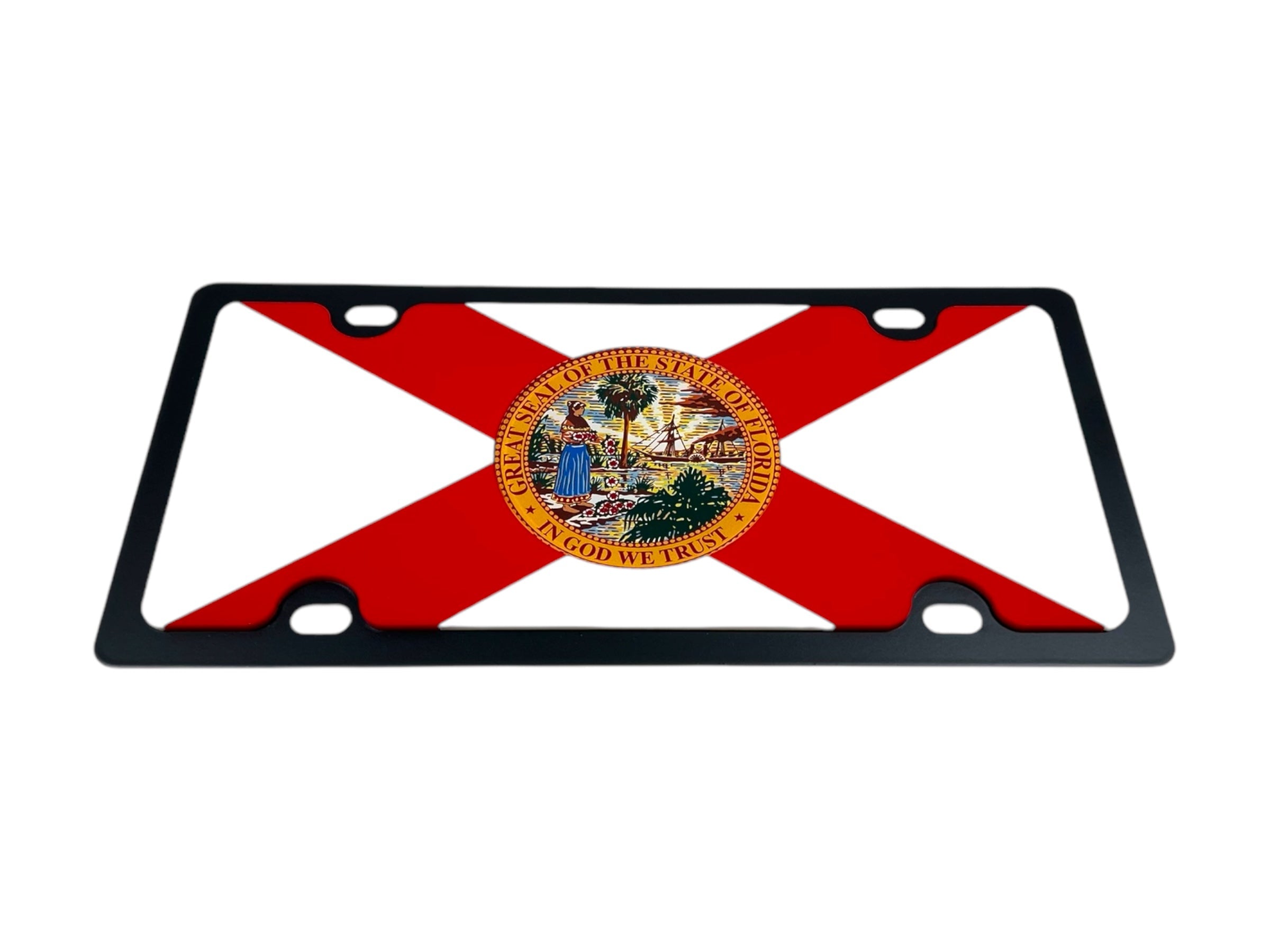 Florida State Flag Carbon Steel License Plate