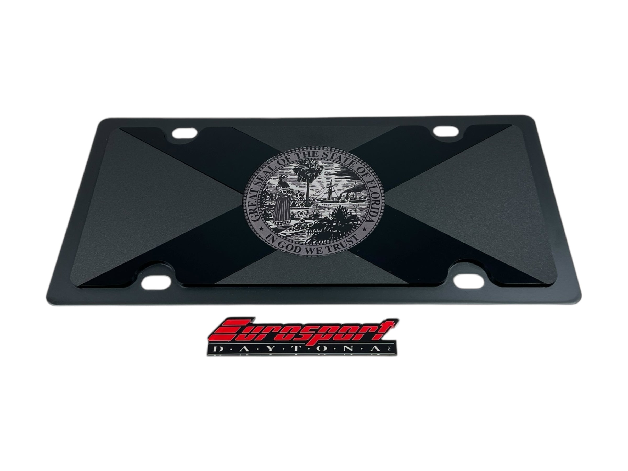 Florida State Flag Blacked Out Carbon Steel License Plate
