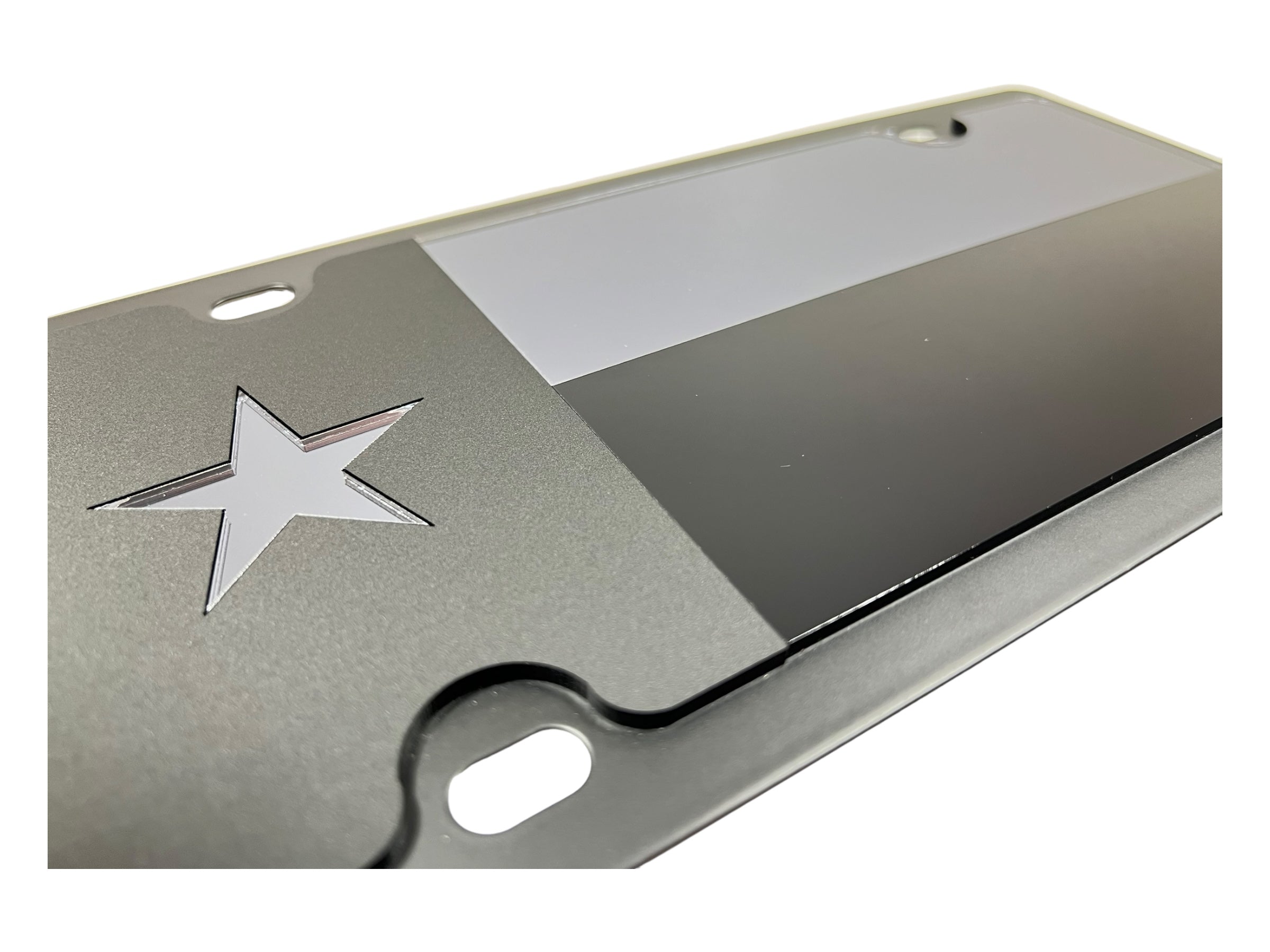 Texas State Flag Blacked Out Carbon Steel License Plate