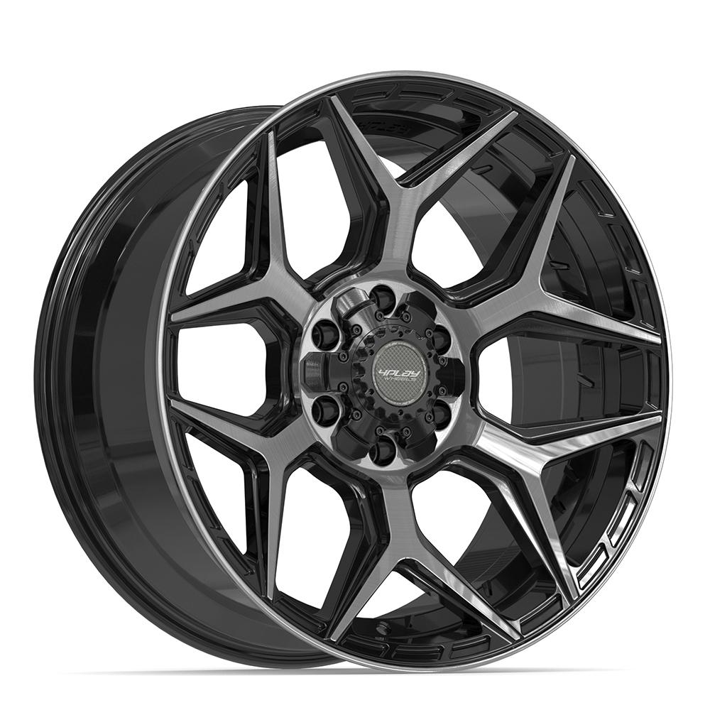 Set of 4 4Play 4P06 20x9 Gloss Black Brushed with Tinted Clear wheel, 6x135/6x139.7, 0mm offset