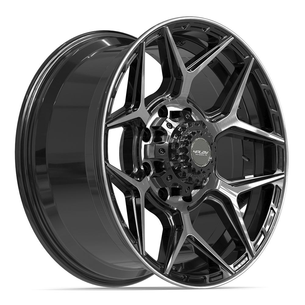 Set of 4 4Play 4P06 20x9 Gloss Black Brushed with Tinted Clear wheel, 8x180, 0mm offset