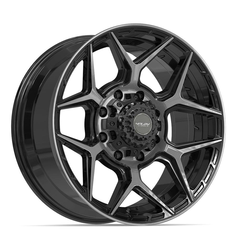 Set of 4 4Play 4P06 20x9 Gloss Black Brushed with Tinted Clear wheel, 8x165.1, 0mm offset