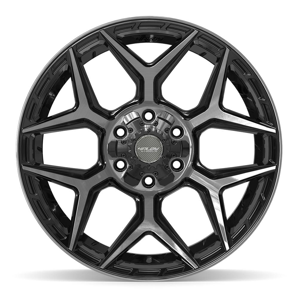 Set of 4 4Play 4P06 20x10 Gloss Black Brushed with Tinted Clear wheel, 6x135/6x139.7, -18mm offset