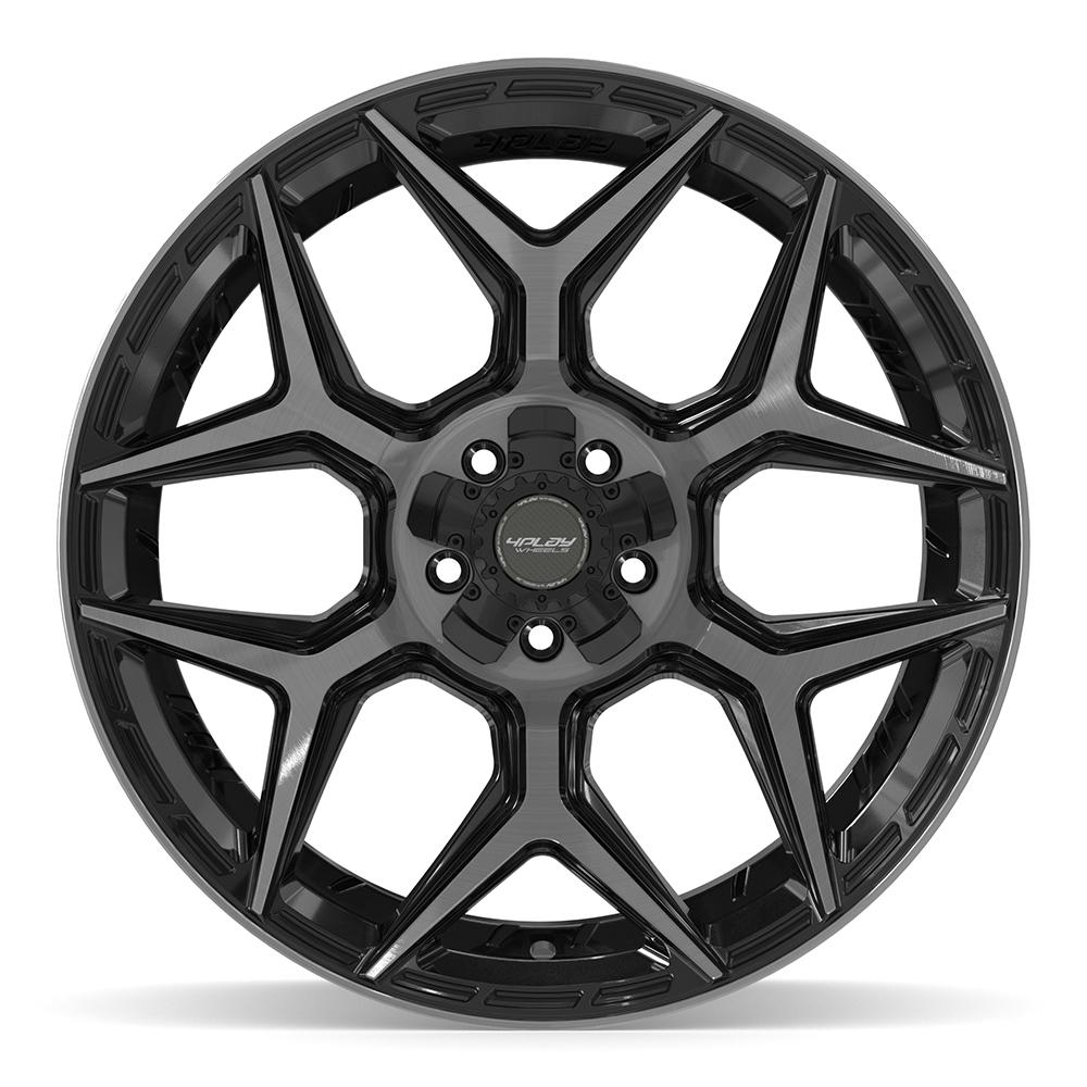 Set of 4 4Play 4P06 22x12 Gloss Black Brushed with Tinted Clear wheel, 5x127/5x139.7, -44mm offset